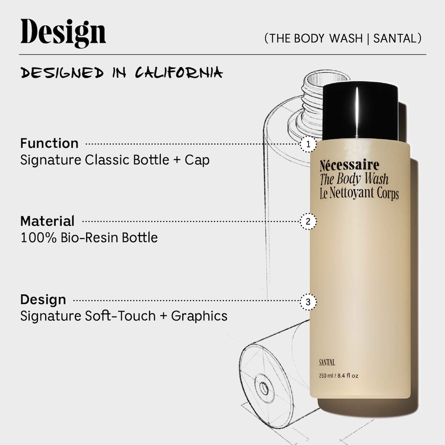 Гель для душа с английской солью и минералами Nécessaire The Body Wash Santal — фото 3