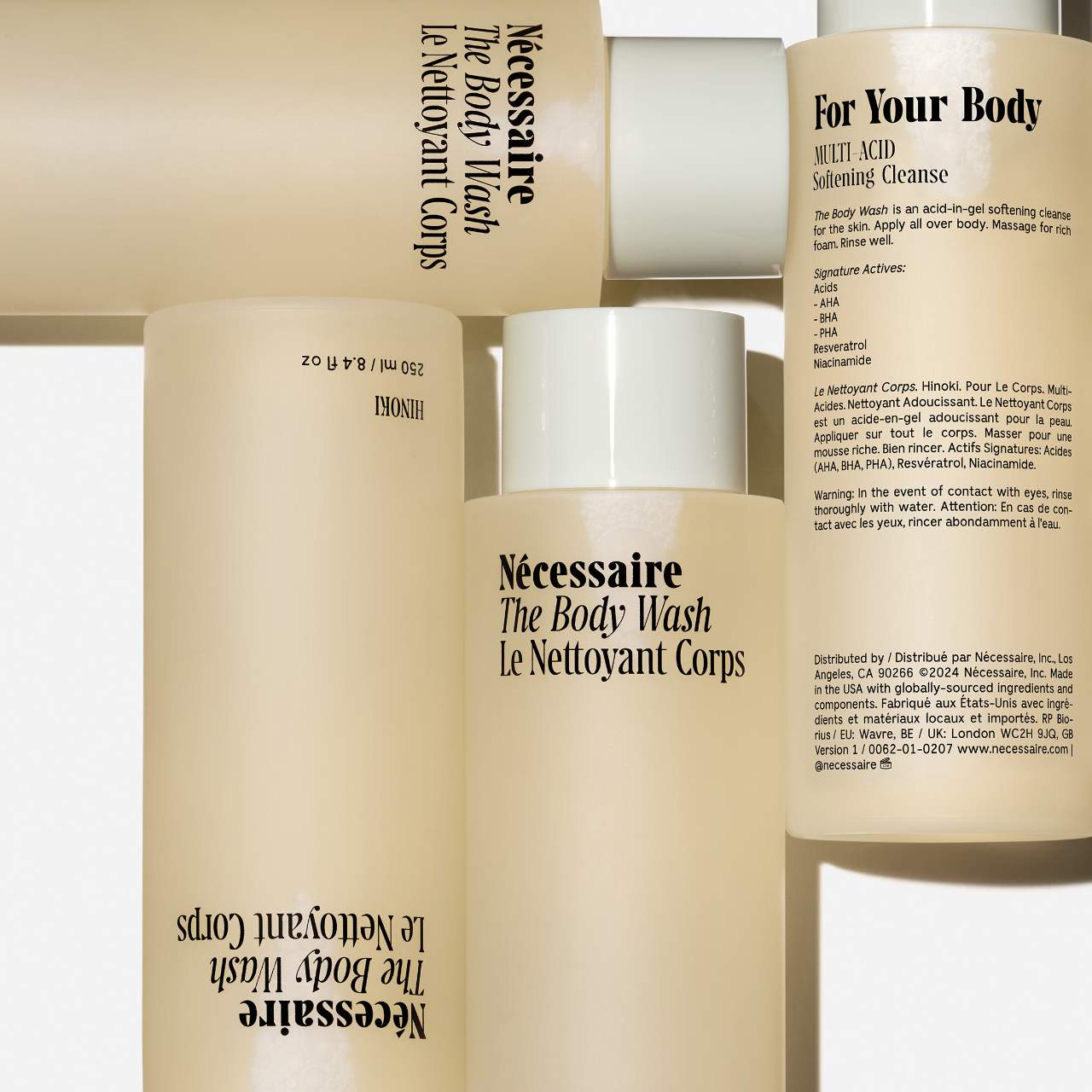 Смягчающий гель для душа с AHA/BHA/PHA и ресвератролом Nécessaire The Body Wash Hinoki — фото 3