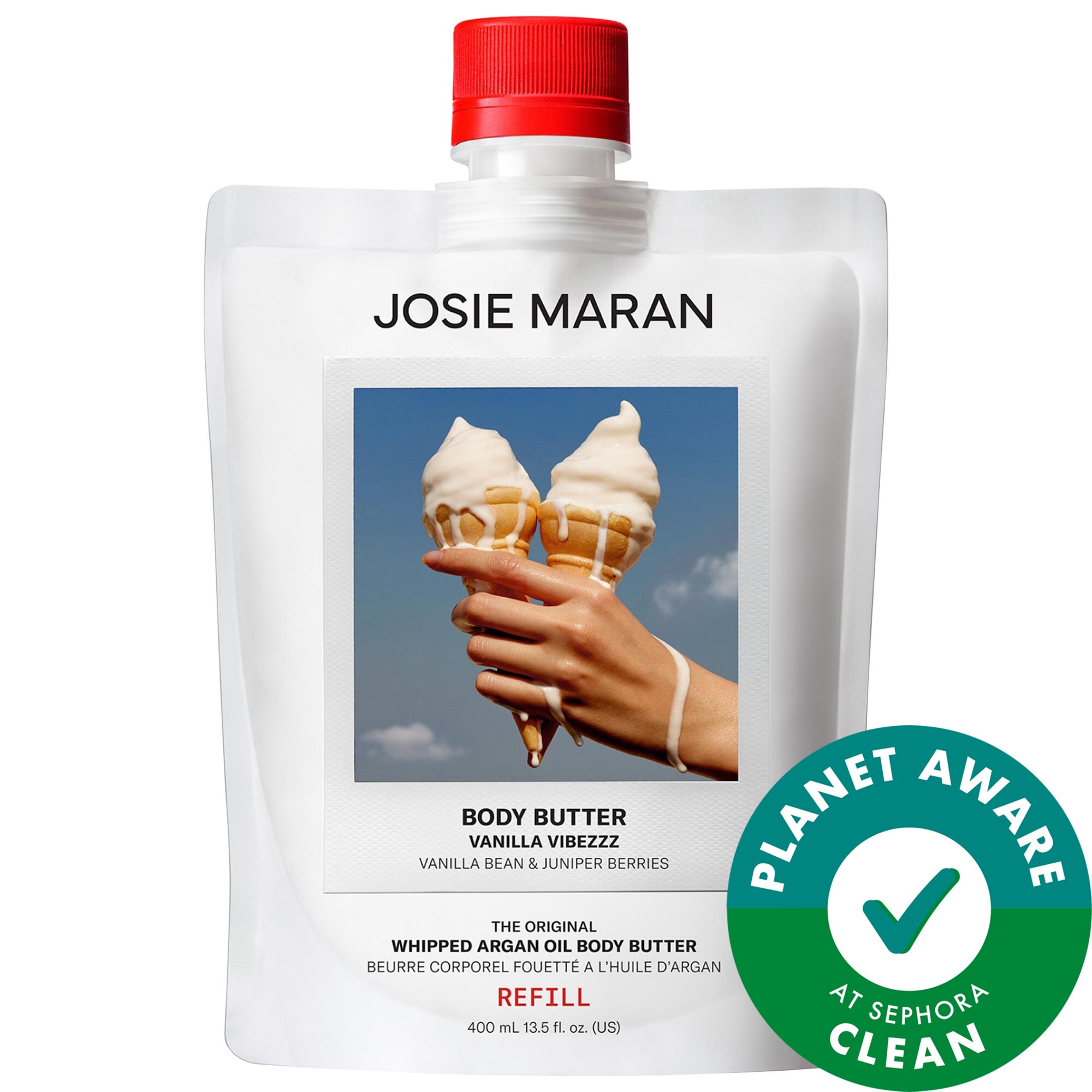 JOSIE MARAN Vanilla Vibezzz - Whipped Argan Oil Refillable Firming Body Butter Jar oz