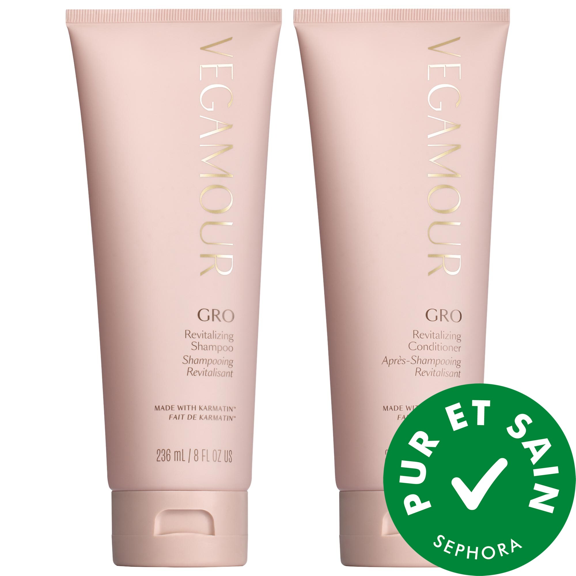 Vegamour Ensemble de shampoing et revitalisant GRO pour cheveux clairsemés