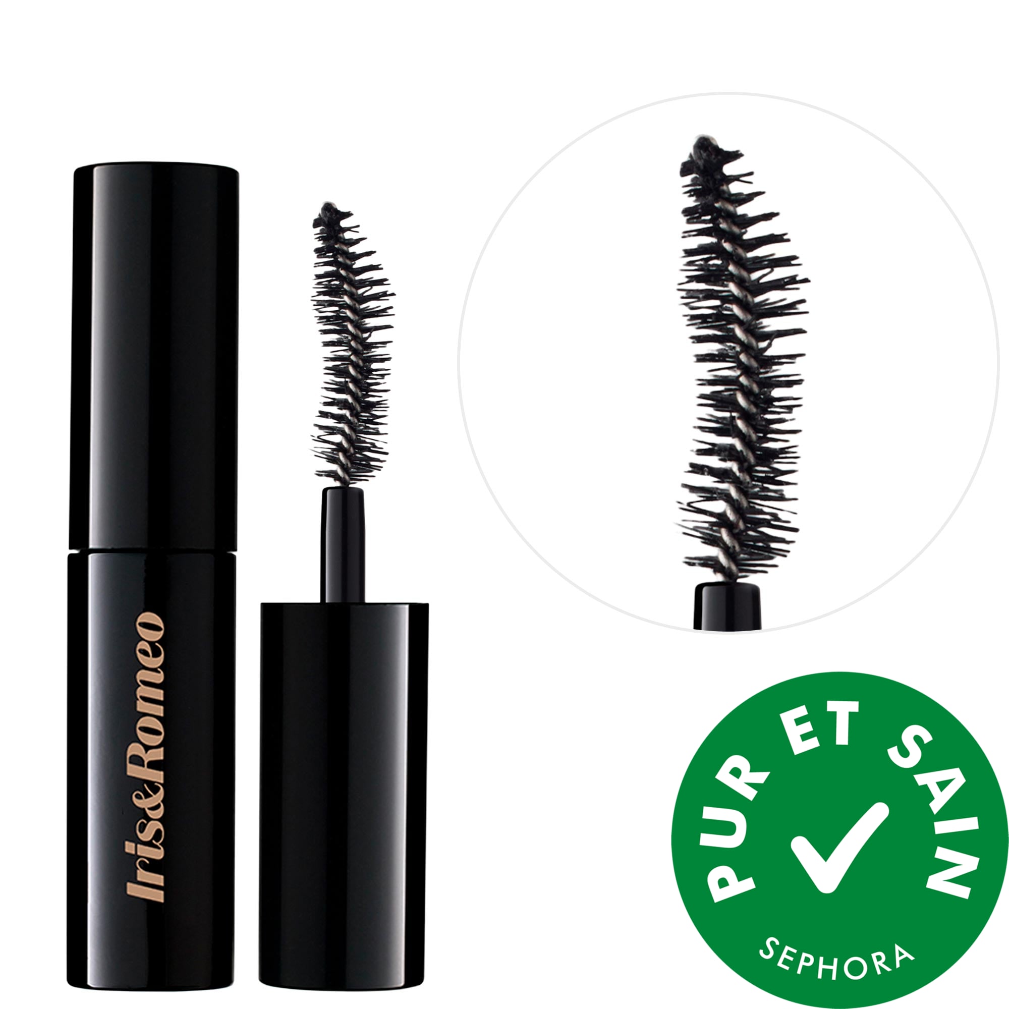 Iris & Romeo Minimascara volumisant, recourbant et allongeant Lash Up avec peptides Friesian Black 0.16 oz / 5 mL