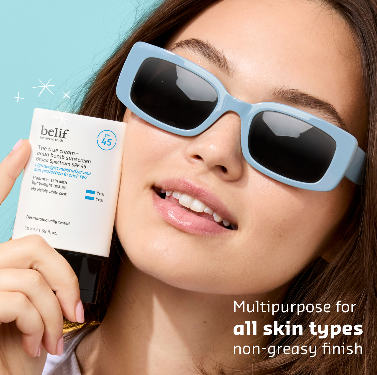Корейский увлажняющий солнцезащитный крем для лица SPF 45 belif The True Cream Aqua Bomb — фото 5