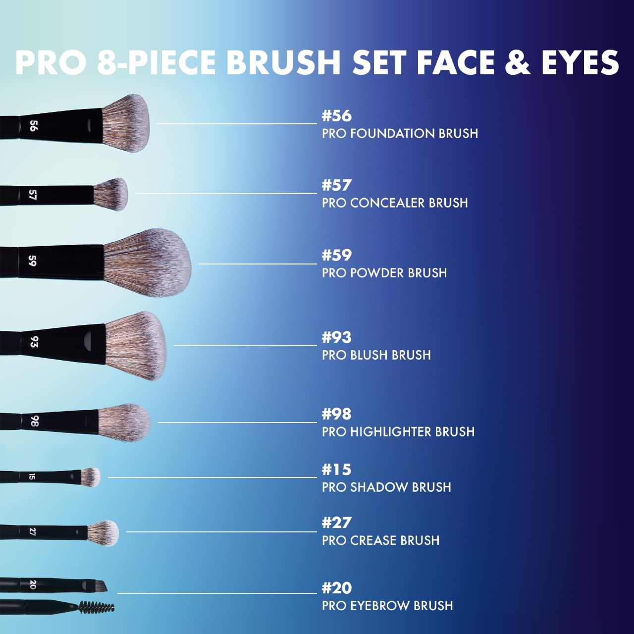 Набор из 8 профессиональных кистей для лица и глаз Sephora Collection Pro — фото 6
