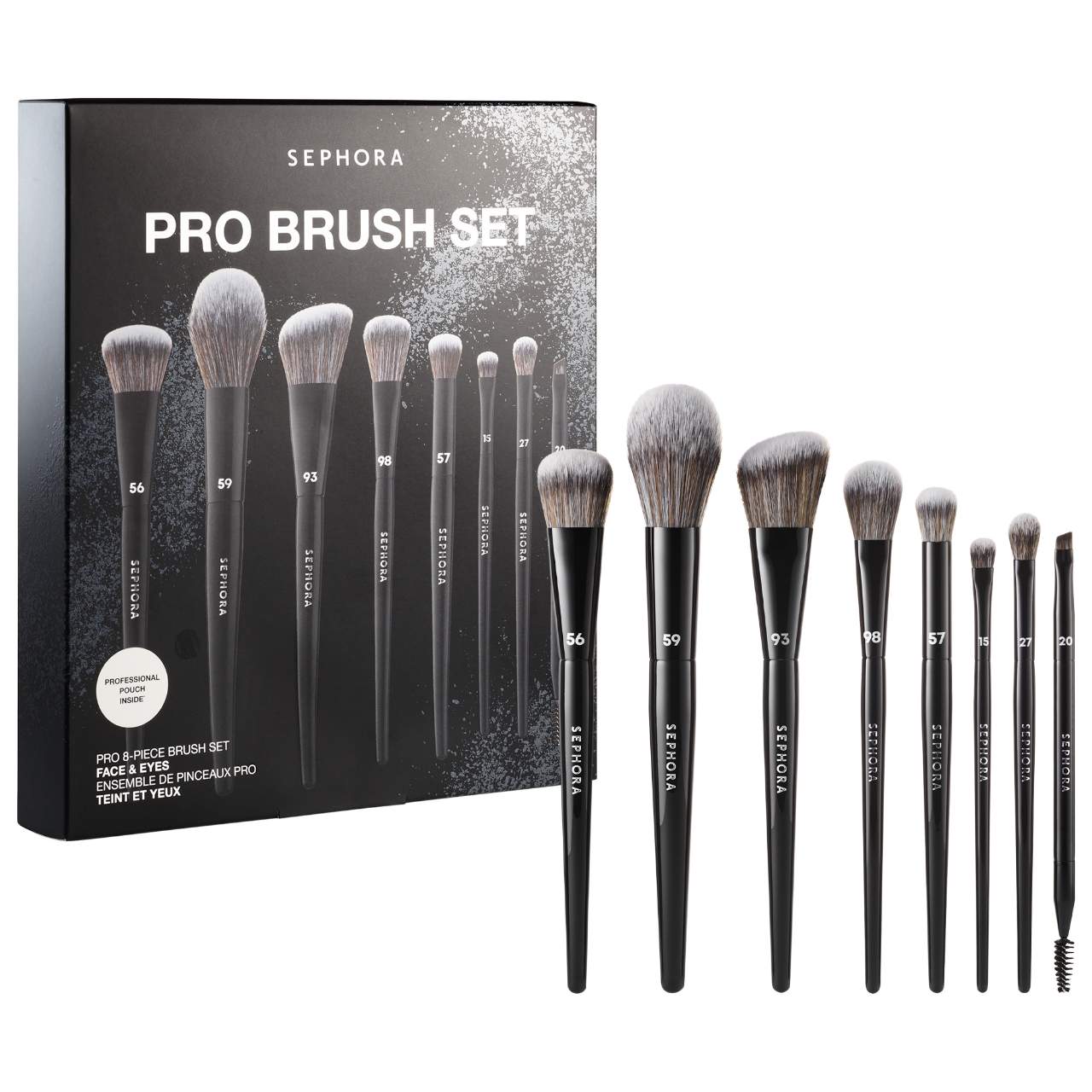Набор из 8 профессиональных кистей для лица и глаз Sephora Collection Pro — фото 1