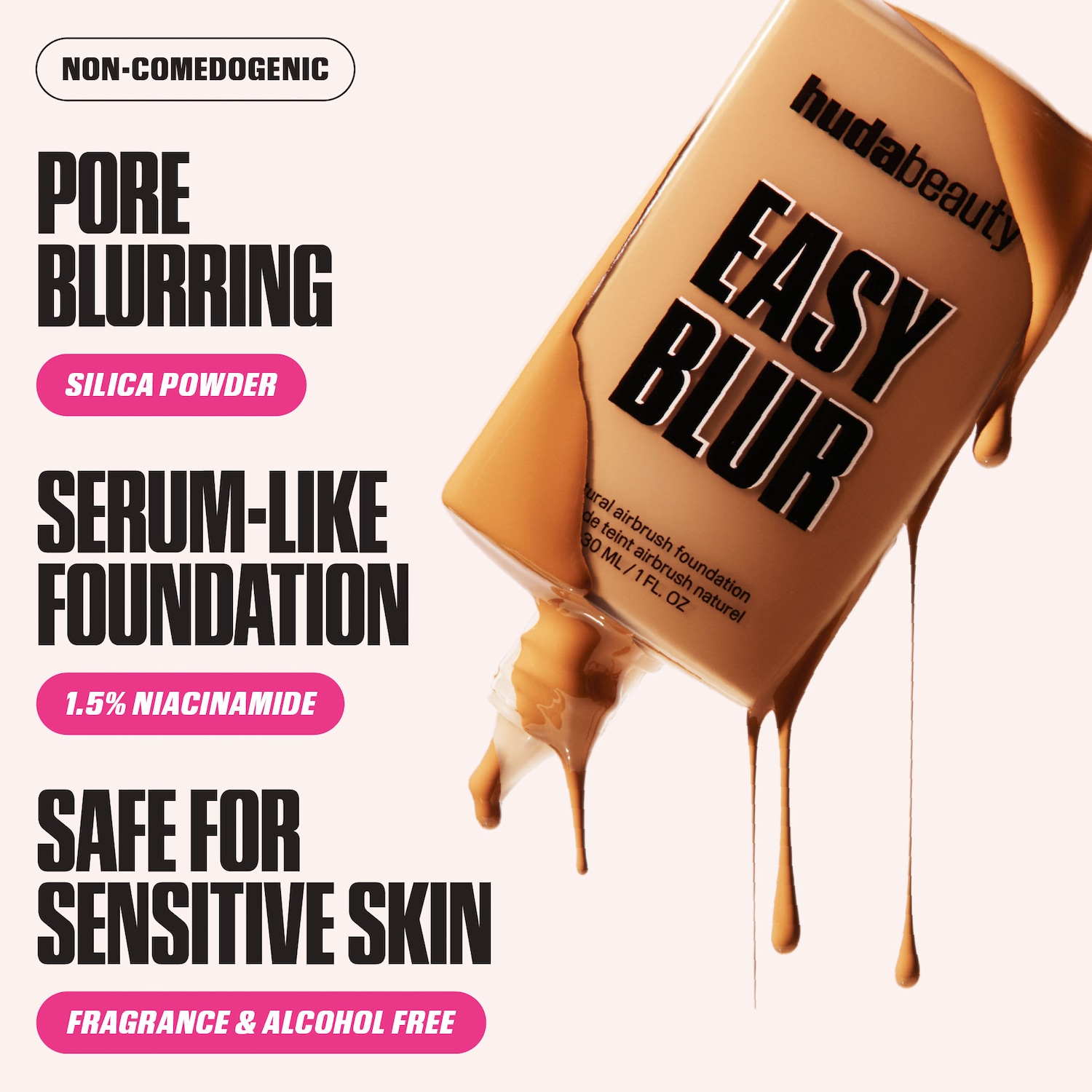 Huda Beauty Easy Blur リキッドファンデーション&プライマー Easy Blur Natural Airbrush Foundation with Niacinamide - HUDA