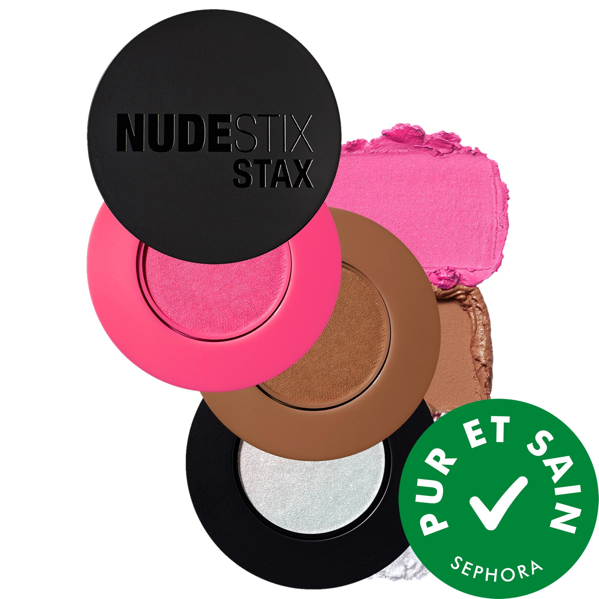NUDESTIX Ensemble de trois fards à joues en baume Sunpink Glow Stax