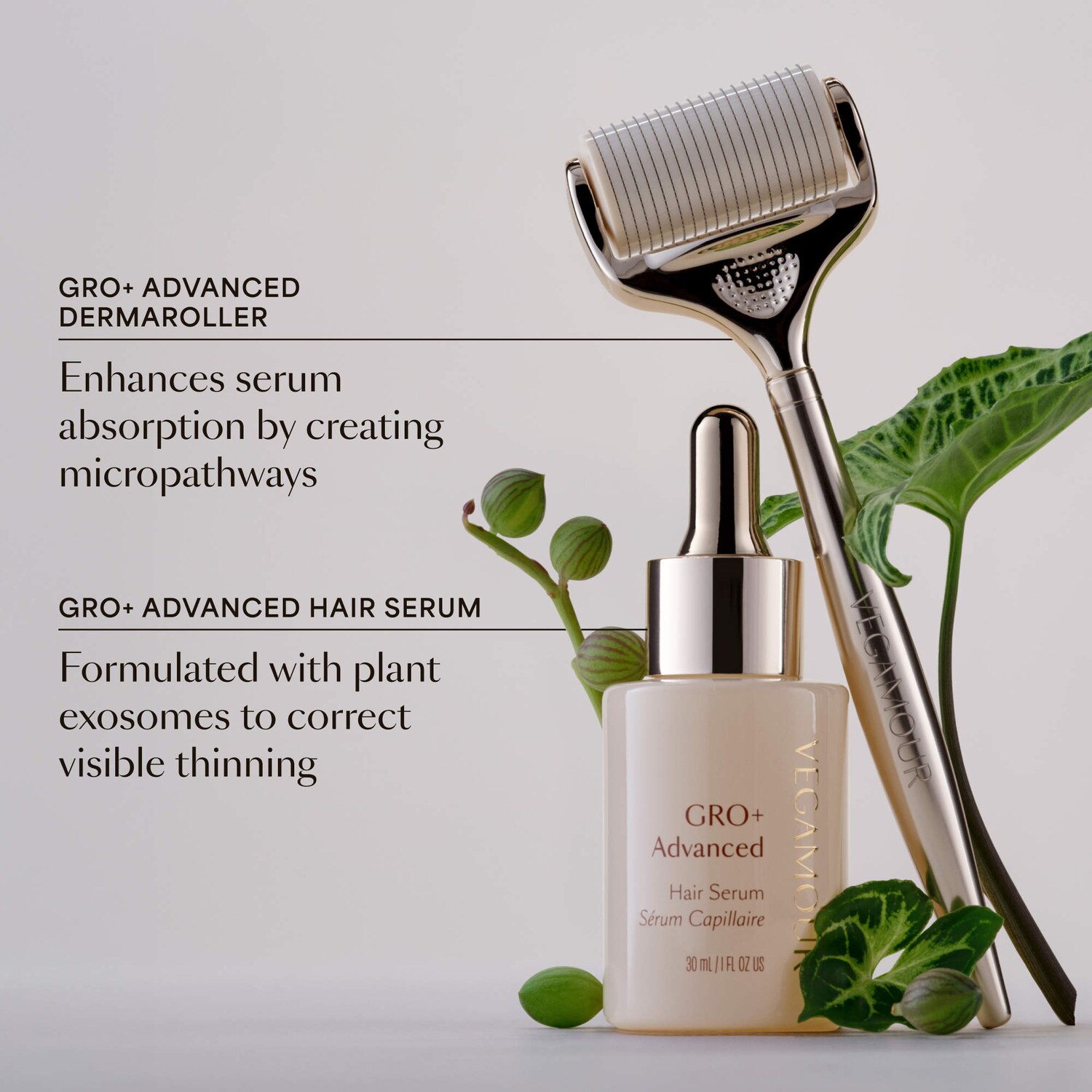 GRO+ Advanced Hair Serum and Dermaroller Set - Vegamour | Sephora