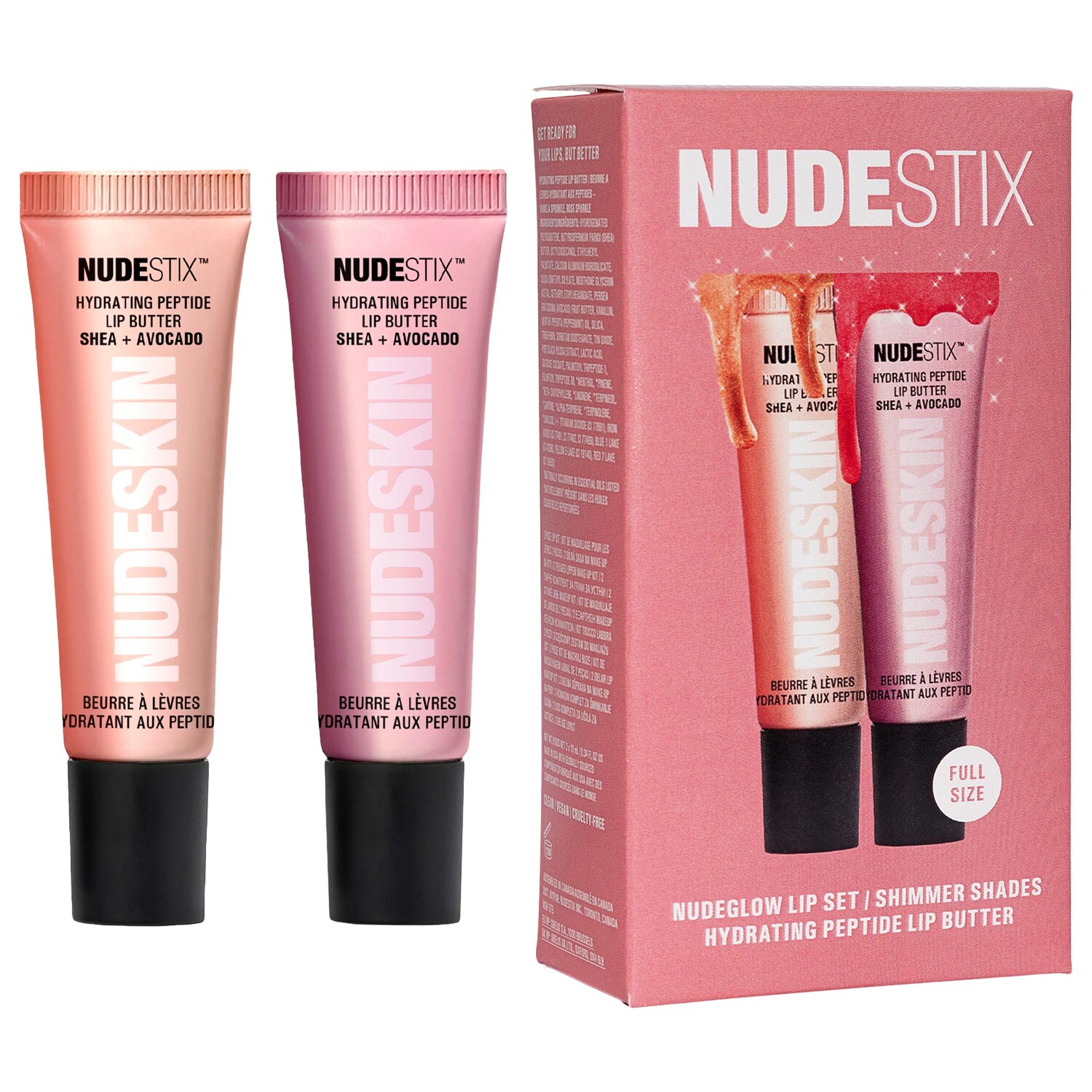 Набор из двух пептидных баттеров для губ Nudestix Nudeglow — фото 1