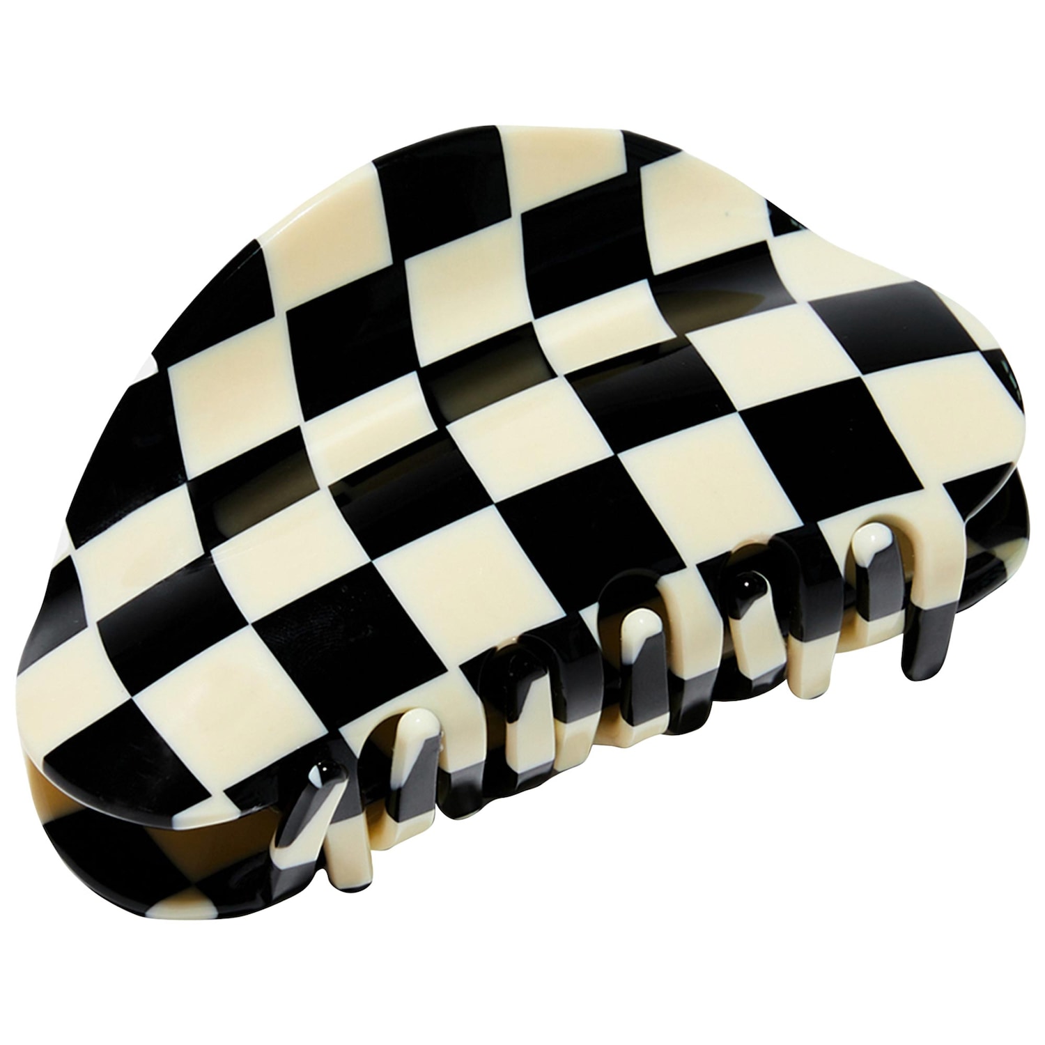 Заколка-краб Chunks Medium Checker, Black + White — фото 1