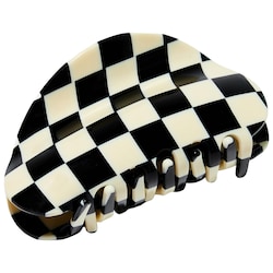 Medium Checker Hair Claw Clip in Black + White