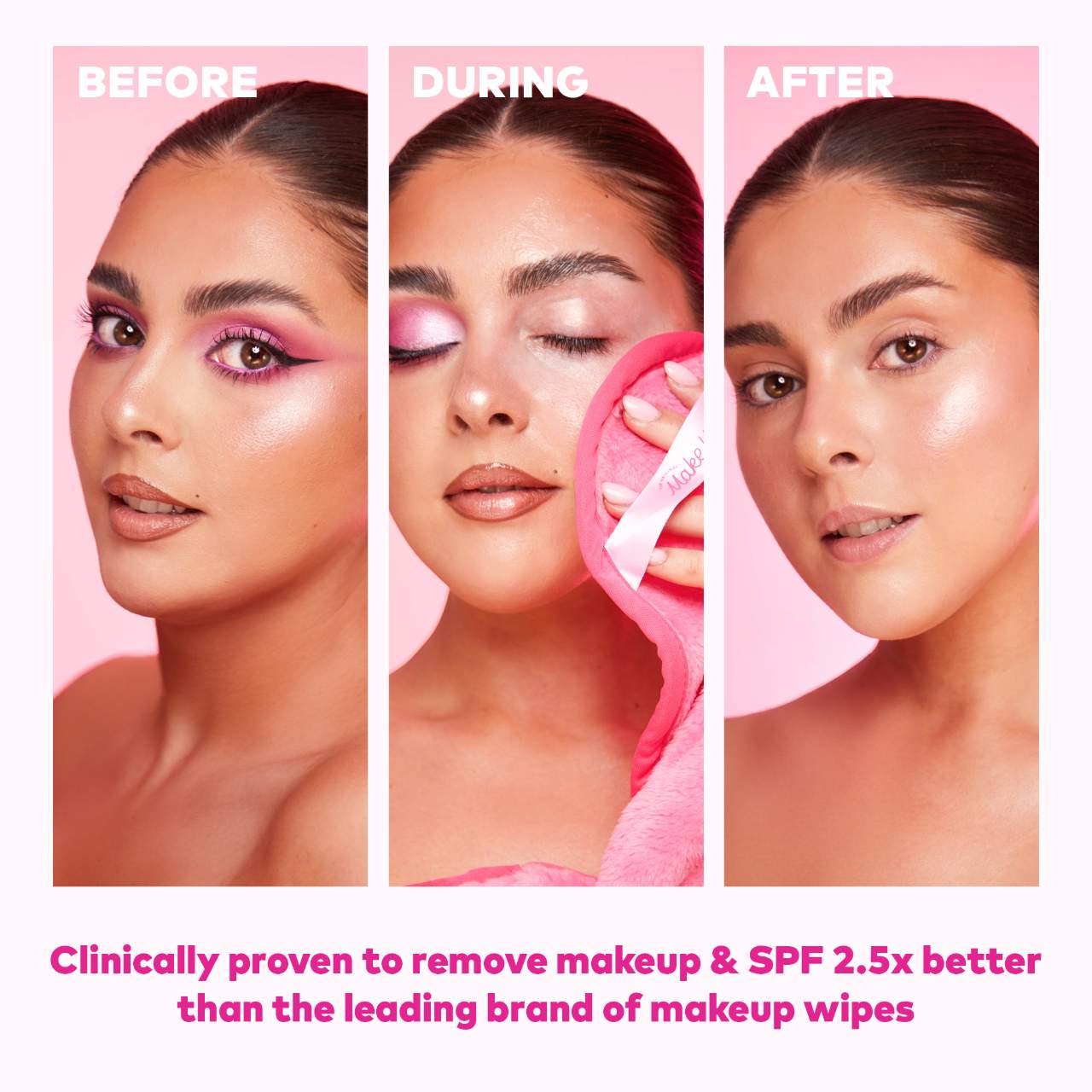 Мини-многоразовая салфетка для снятия макияжа The Original MakeUp Eraser Pro, розовая — фото 2