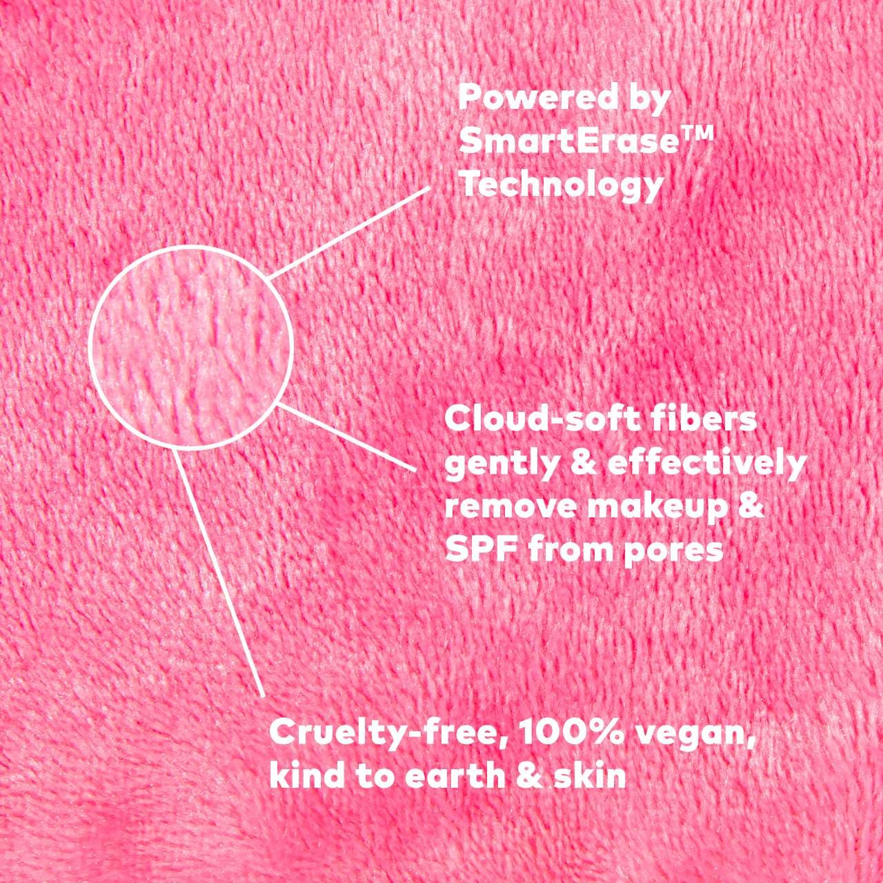 Мини-многоразовая салфетка для снятия макияжа The Original MakeUp Eraser Pro, розовая — фото 3