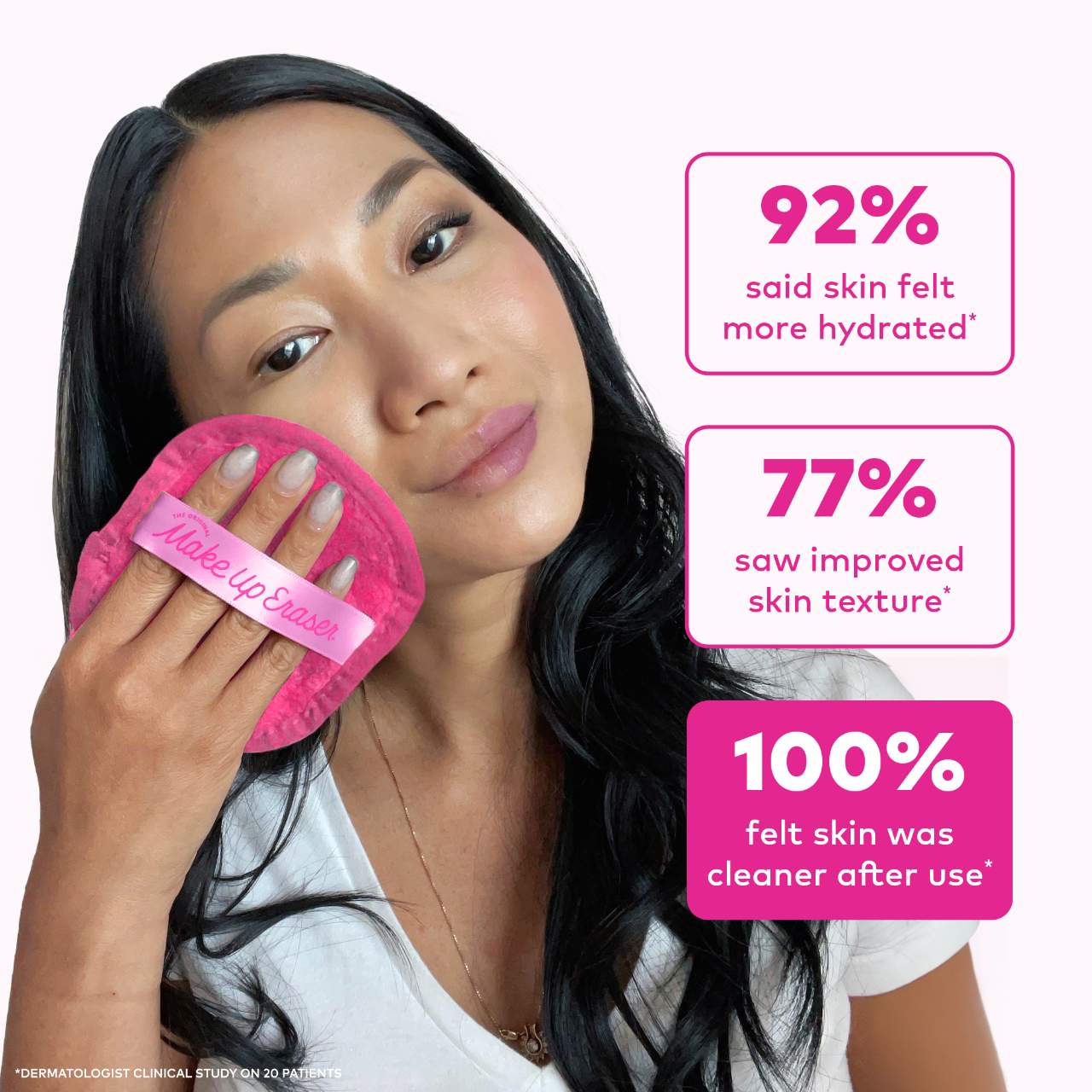 Мини-многоразовая салфетка для снятия макияжа The Original MakeUp Eraser Pro, розовая — фото 8