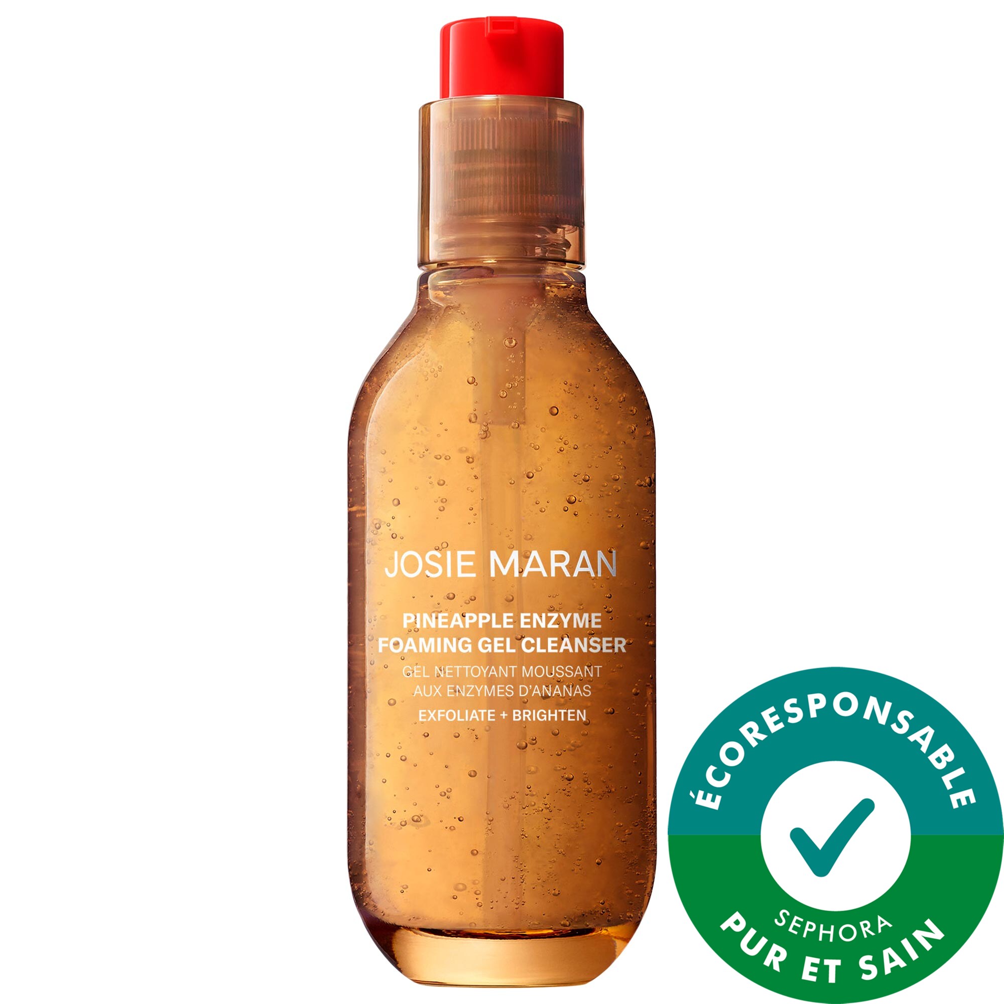 JOSIE MARAN Gel nettoyant moussant exfoliant et illuminant aux enzymes d'ananas avec AHA 5 oz / 150 ml