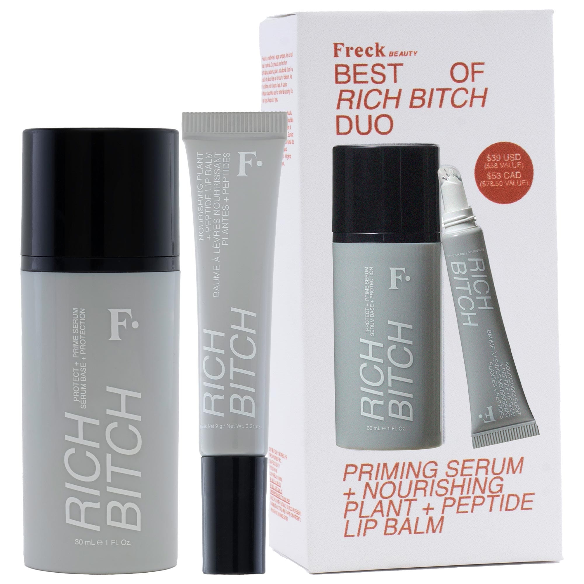 Freck Beauty Best Of Rich Bitch Primer And Lip Balm Set In White