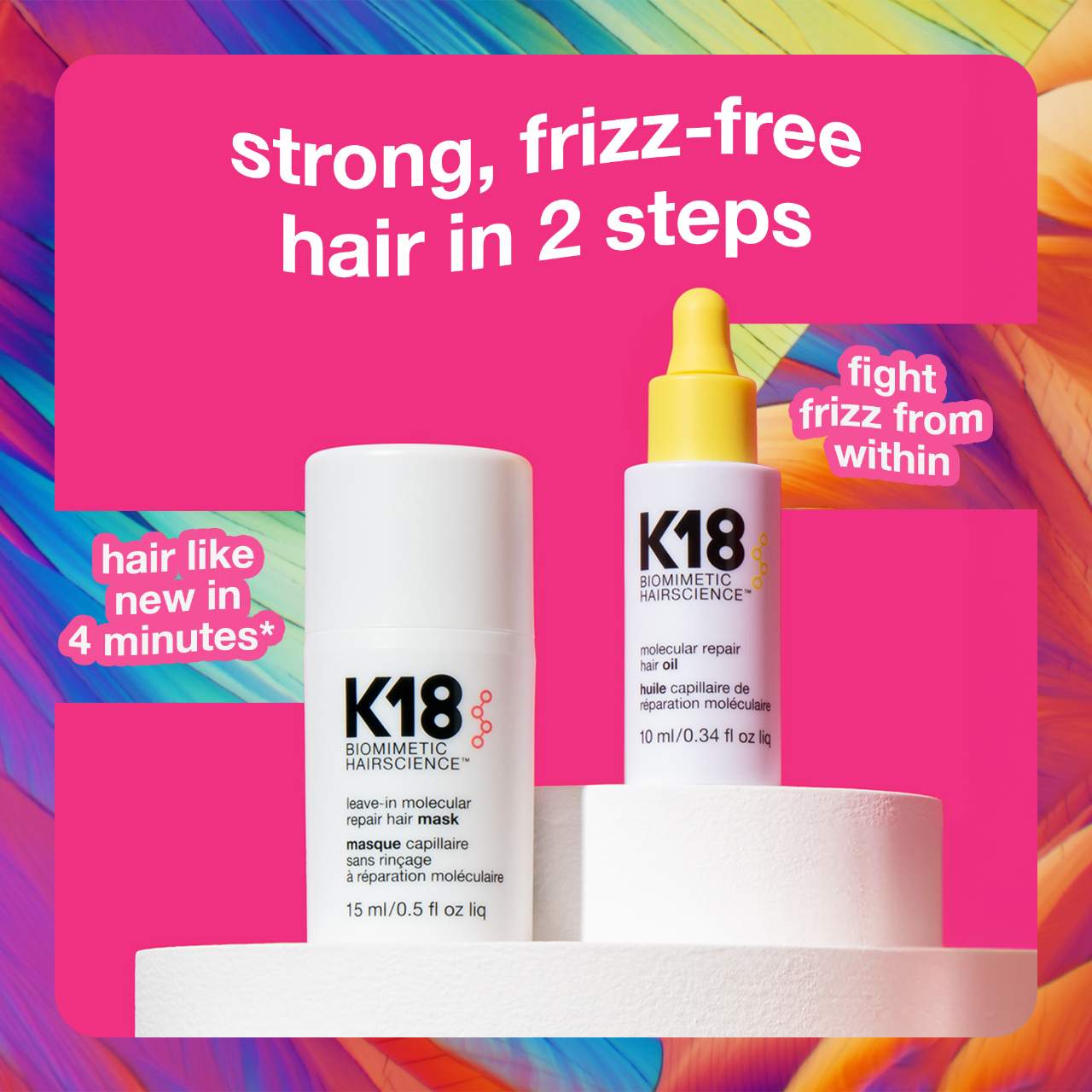 K18 leave-in molecularセット Mini Molecular Repair Hair Mask & Oil Value Set - K18 Biomimetic