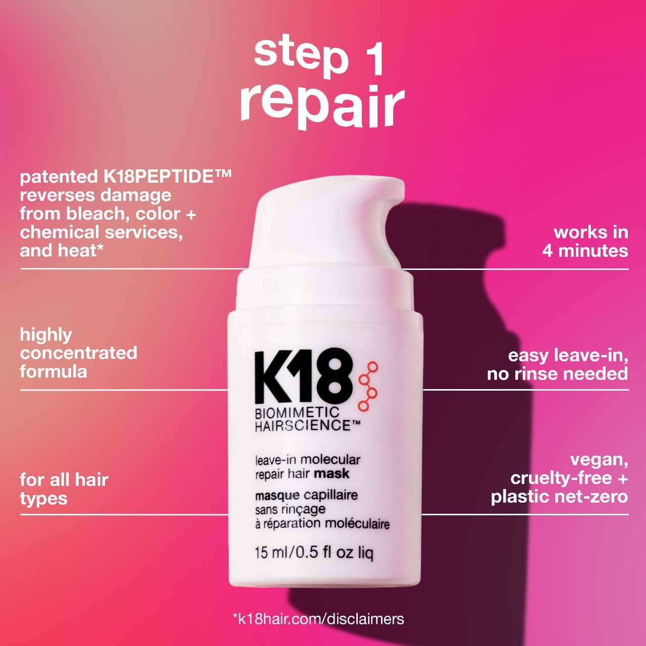 K18 leave-in molecularセット Mini Molecular Repair Hair Mask & Oil Value Set - K18 Biomimetic