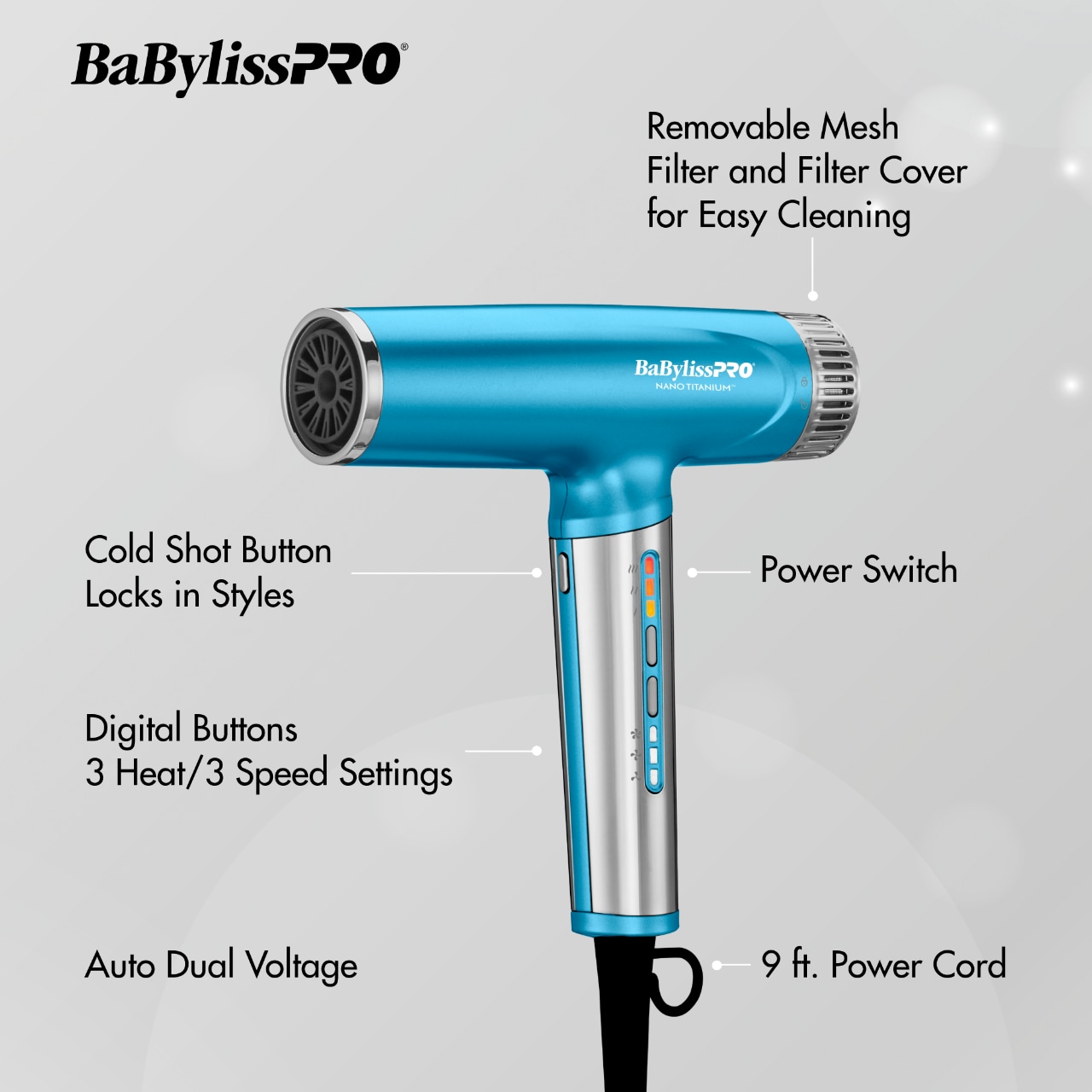 Профессиональный ионный фен BaBylissPRO Nano Titanium High-Speed Nano Light — фото 6