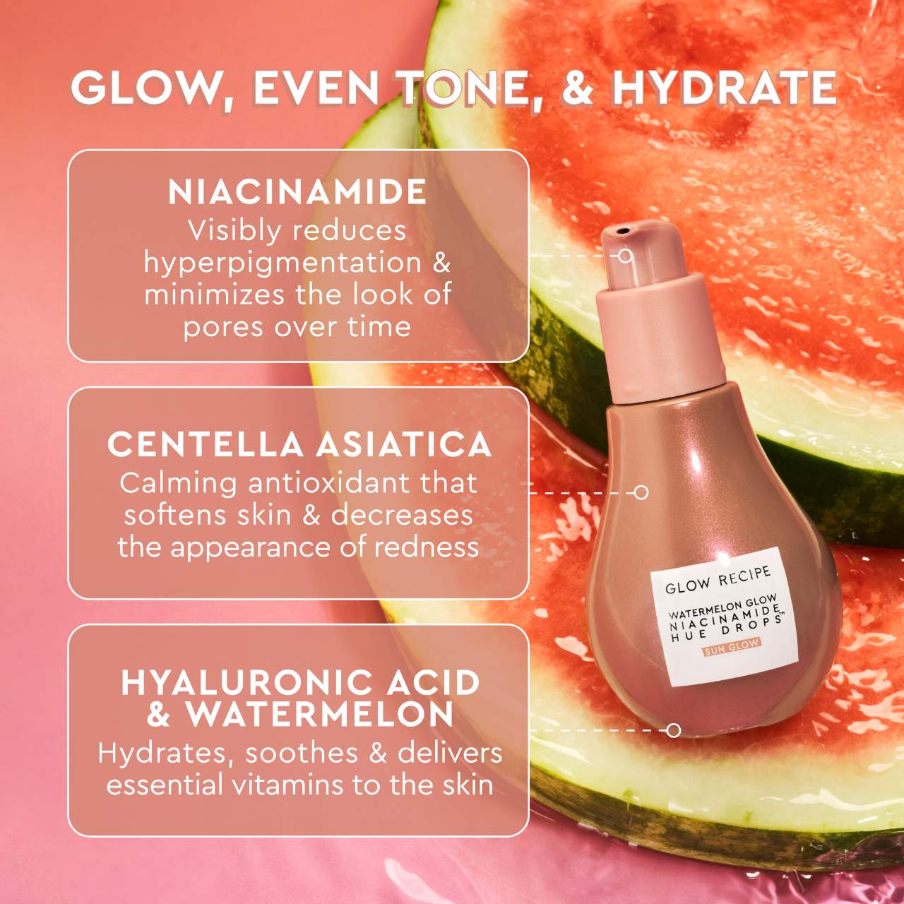 Мини-сыворотка для сияния кожи Glow Recipe Watermelon Glow Niacinamide Hue Drops — фото 5