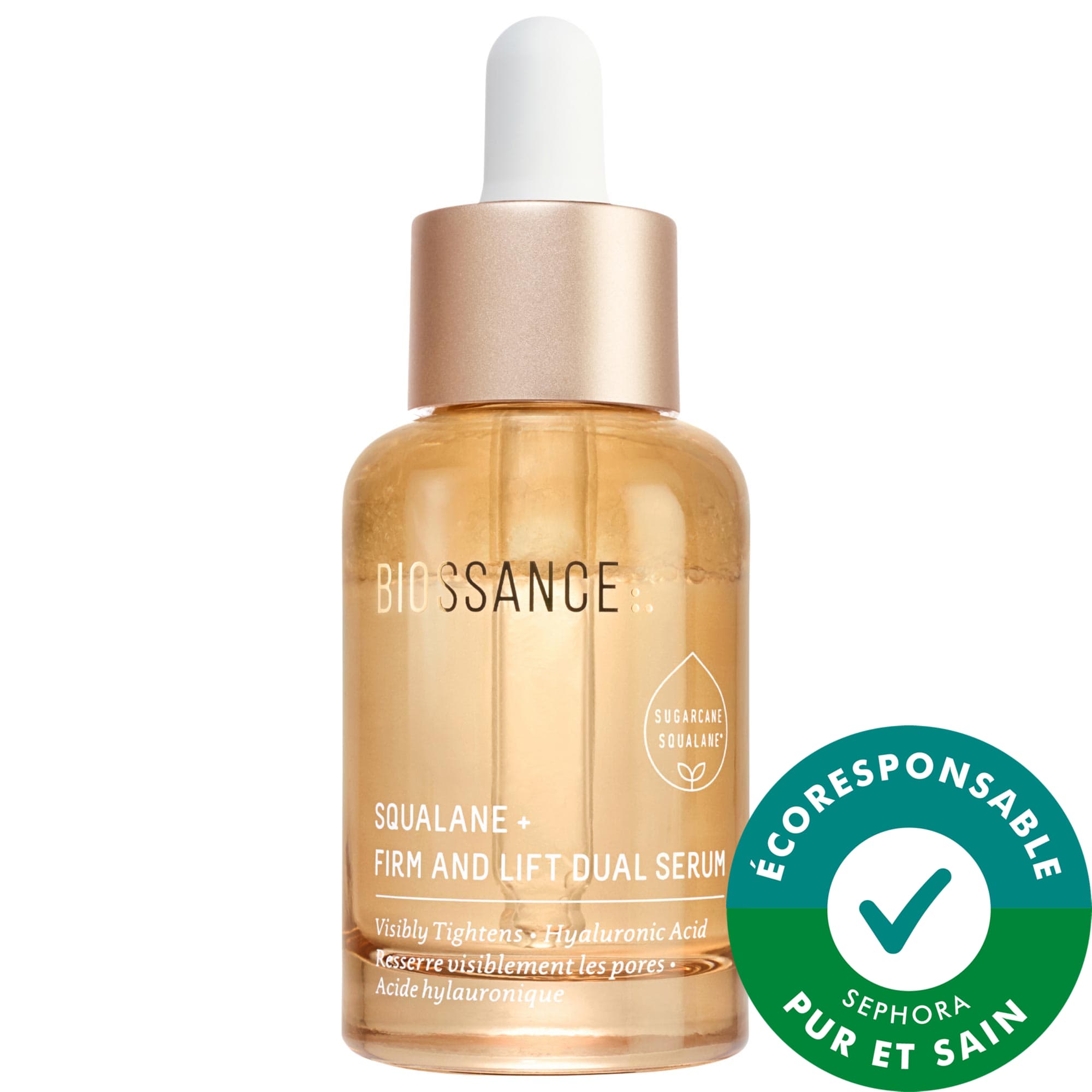Biossance Sérum double rehaussant et raffermissant hydratant avec squalane et acide hyaluronique 1 fl oz / 30 mL