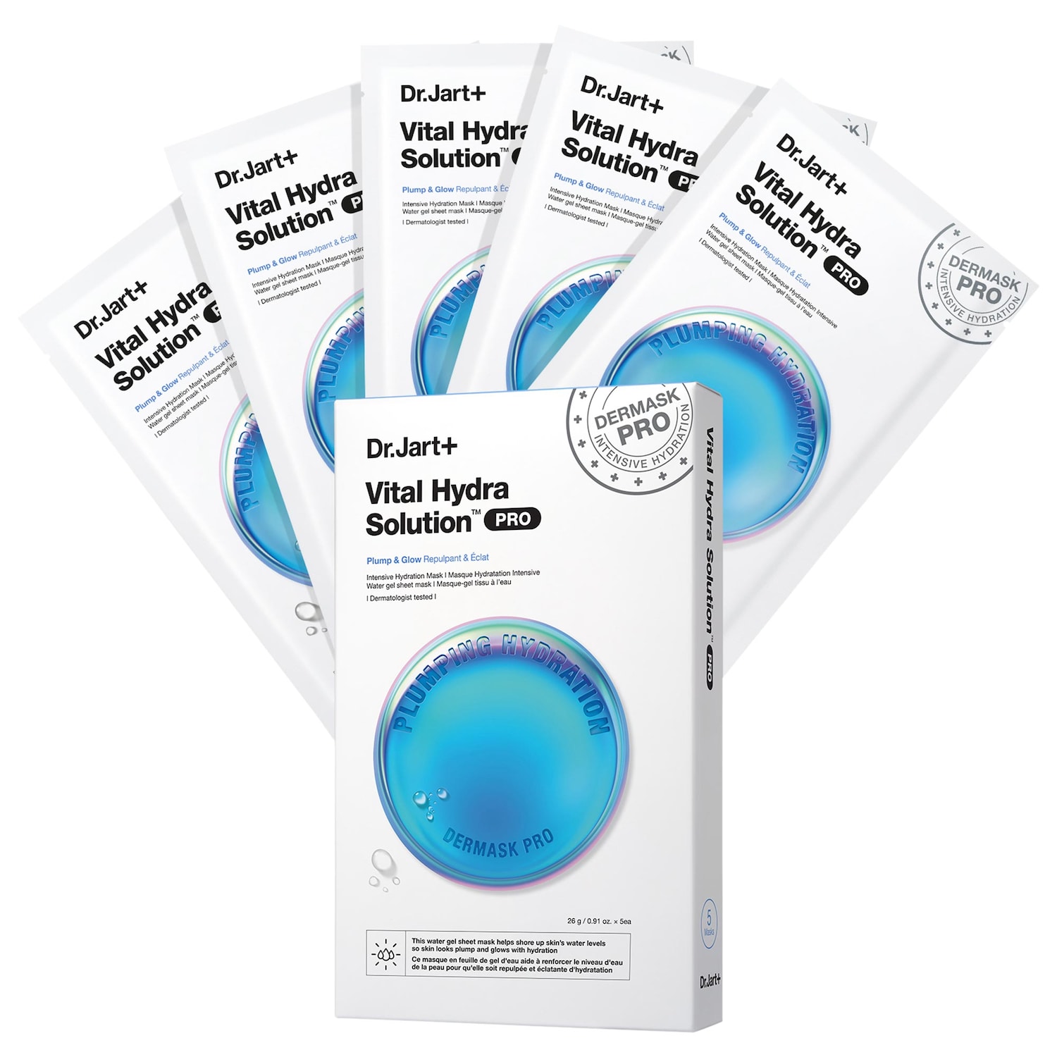 Набор из 5 масок для лица с гиалуроновой кислотой Dr. Jart+ Vital Hydra Solution Pro Glow — фото 1