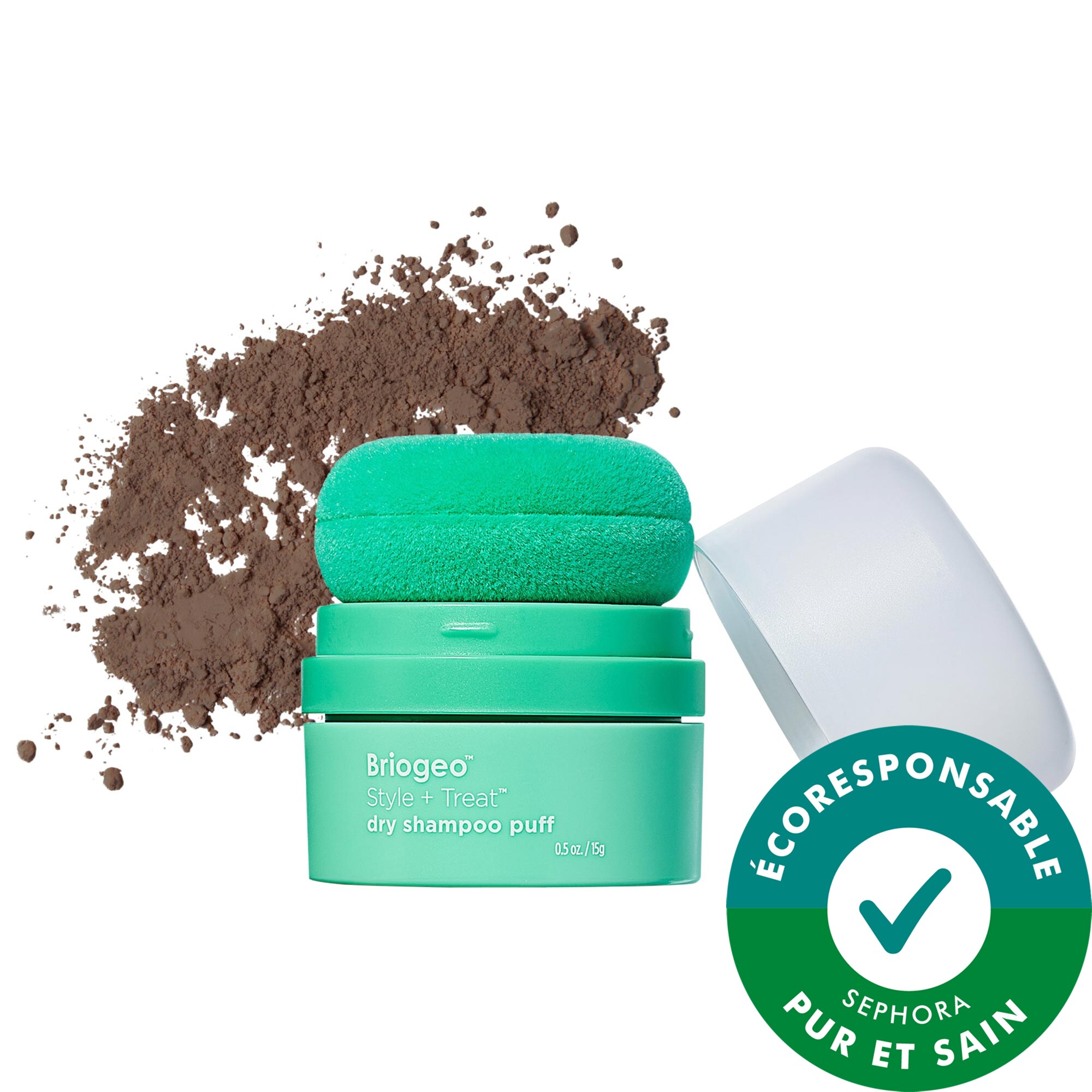 Briogeo Shampooing sec en poudre avec houppette sans aérosol ni talc Style + Treat 0.53 oz / 15 g