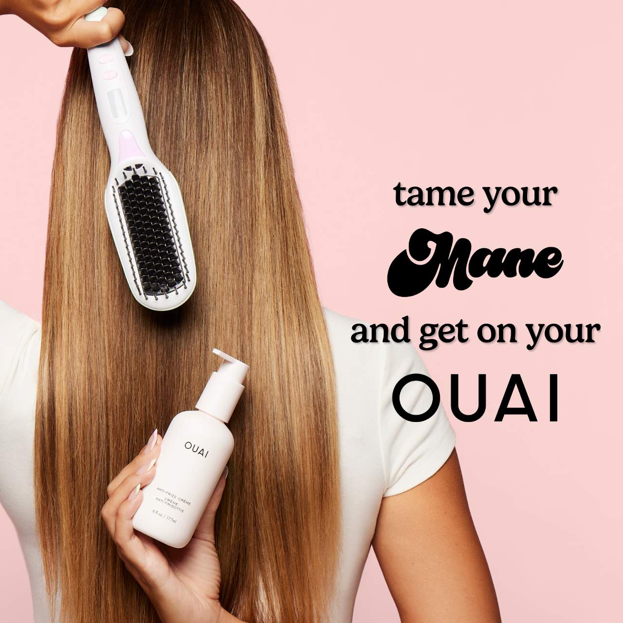 Набор Mane x Ouai: выпрямляющая щётка с нагревом против пушистости волос — фото 2