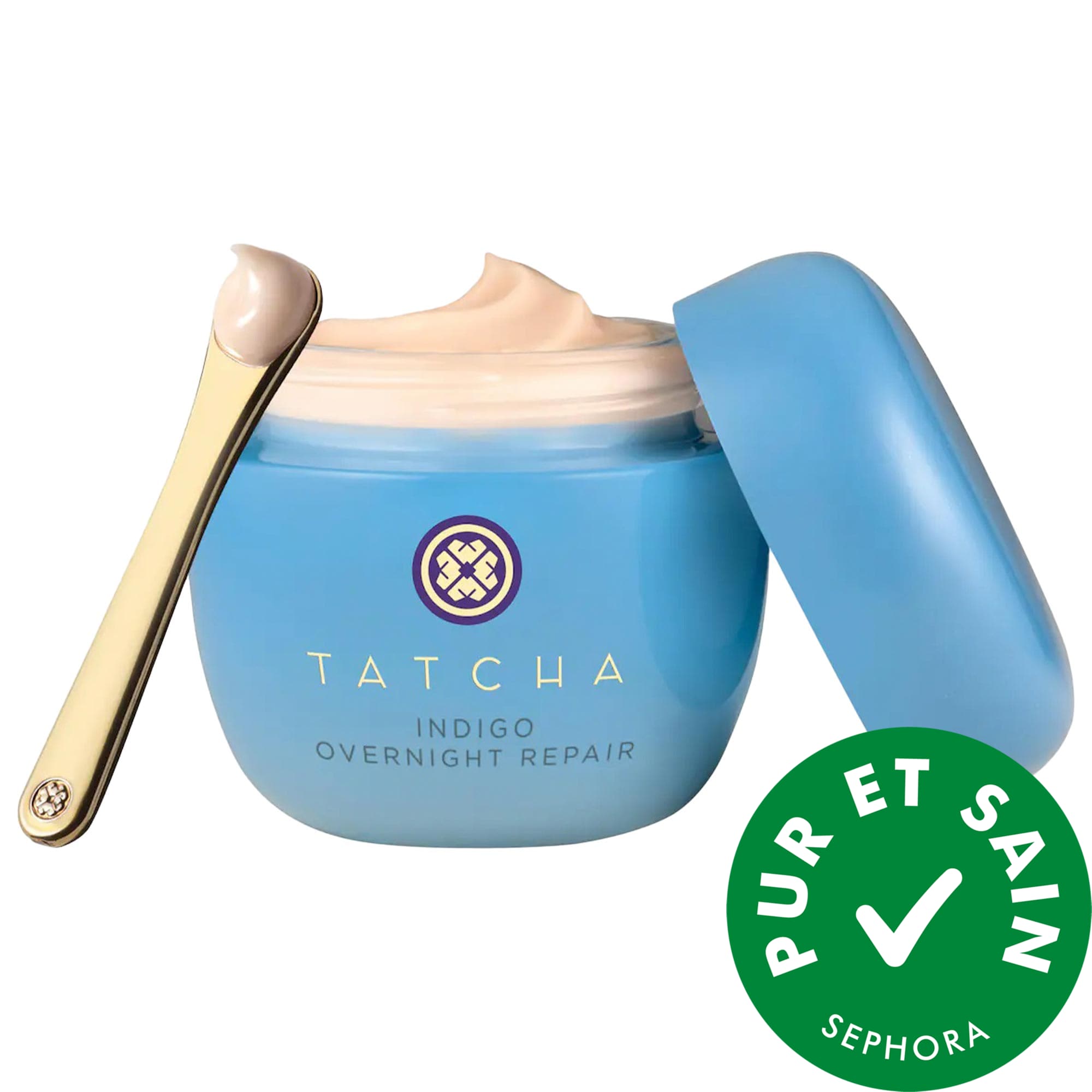 Tatcha Crème protectrice de barrière qui réduit l'apparence des rougeurs Indigo Overnight Repair /