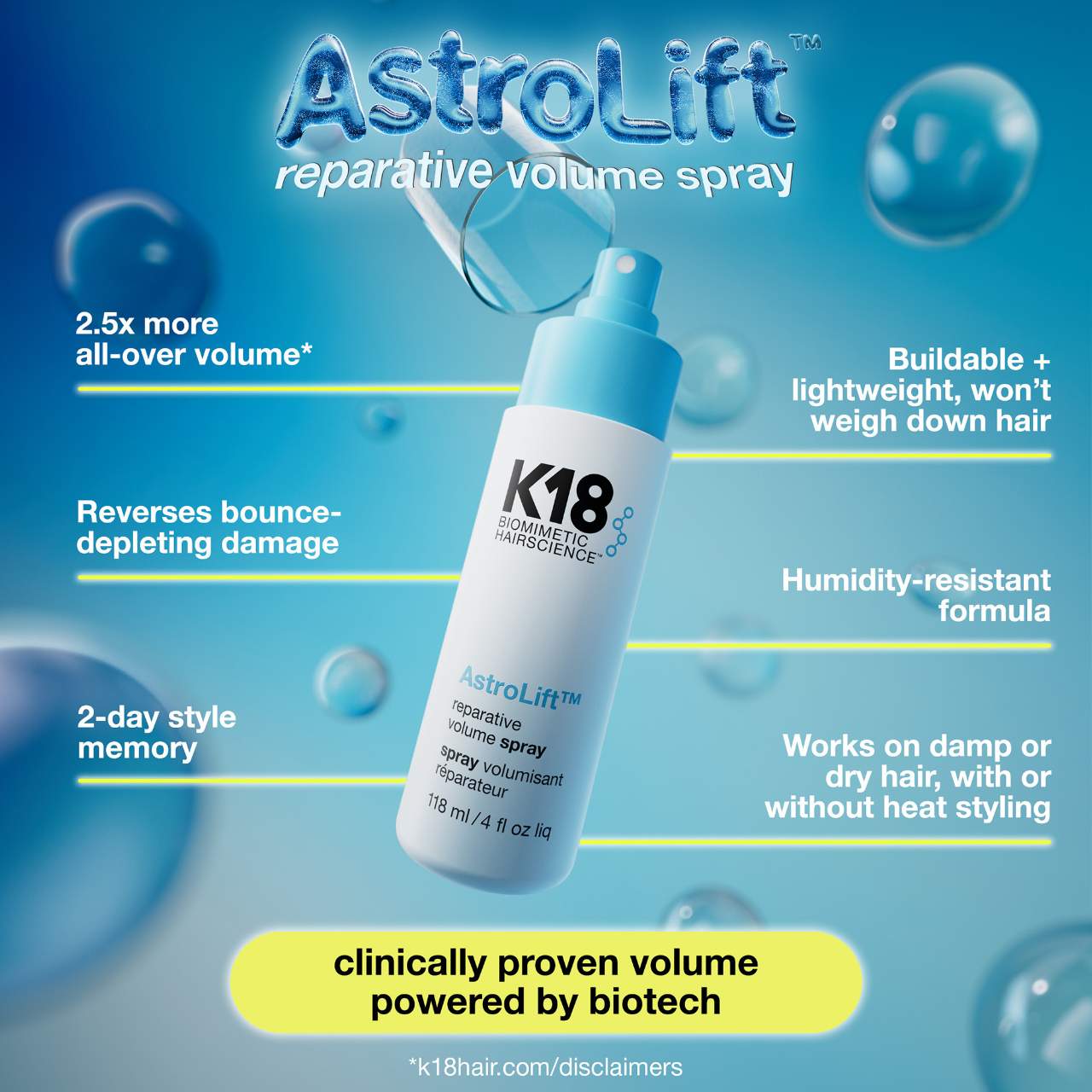 AstroLift™ Reparative Volume Spray - K18 Biomimetic