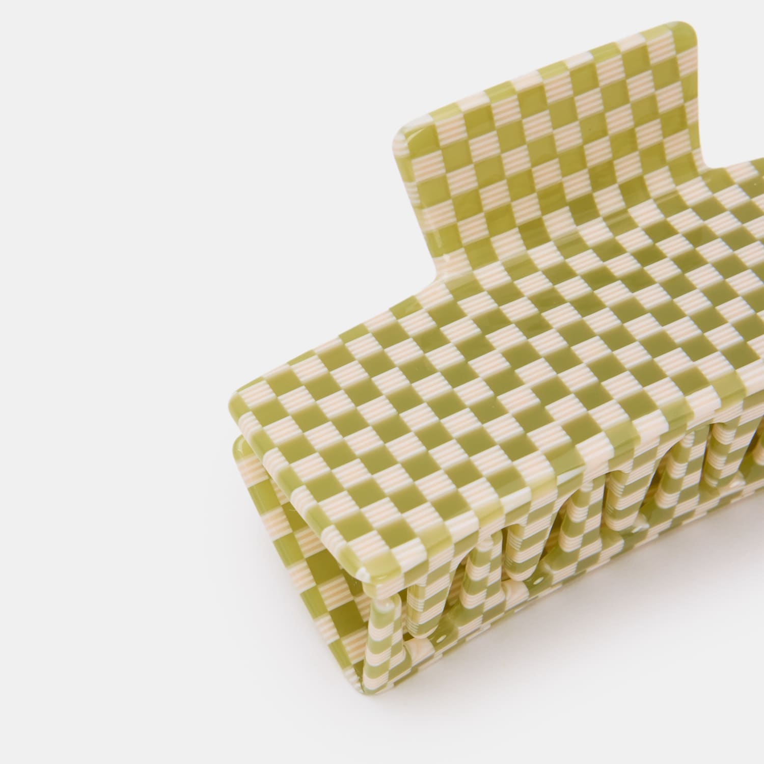 Заколка-краб Chunks Medium Box, Olive Check — фото 5