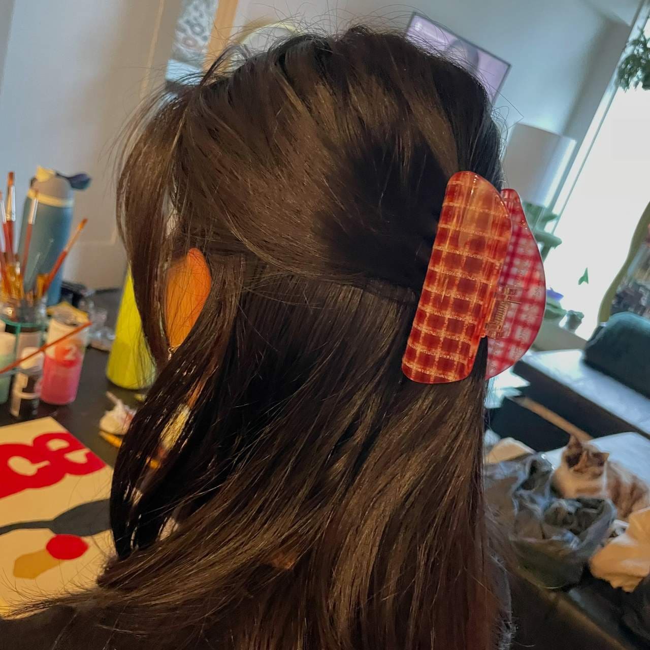 Заколка-краб Chunks Medium Suki, Red Plaid — фото 4