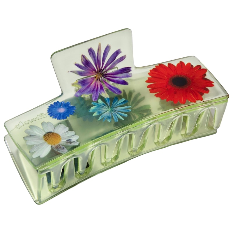 Medium Box Hair Claw Clip in Flower Power