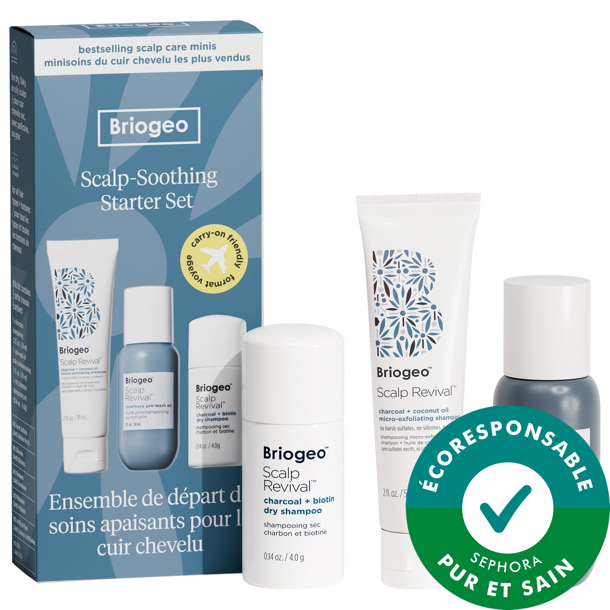 Briogeo Trousse de minisoins hydratants, purifiants et rafraîchissants pour cuir chevelu sec et sujet aux desquamations Scalp Revival™
