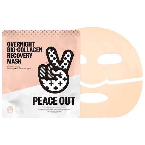 Ночная тканевая маска Peace Out с био-коллагеном, гиалуроновой кислотой и пептидами