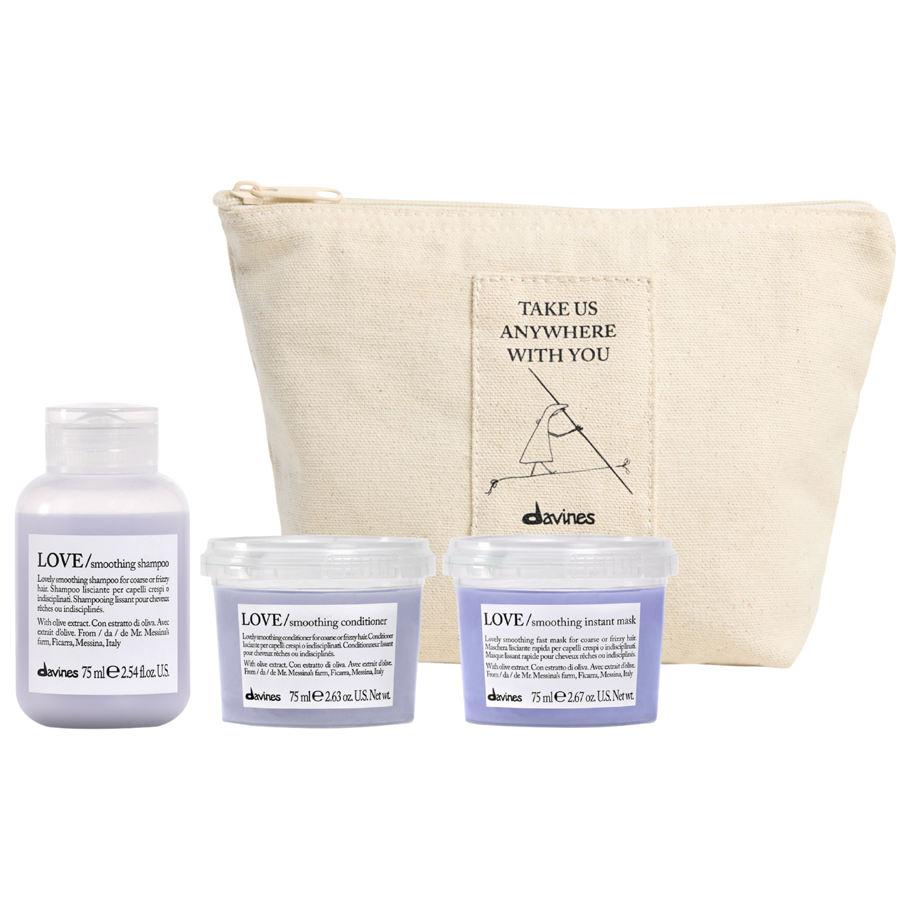 LOVE Smoothing Mini Bestsellers Hair Set for Frizzy Hair - Davines