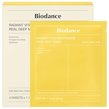 Radiant Vita Niacinamide Real Deep Mask – 4 Pack for Brightening Dull Skin & Dark Spot Care - Biodan