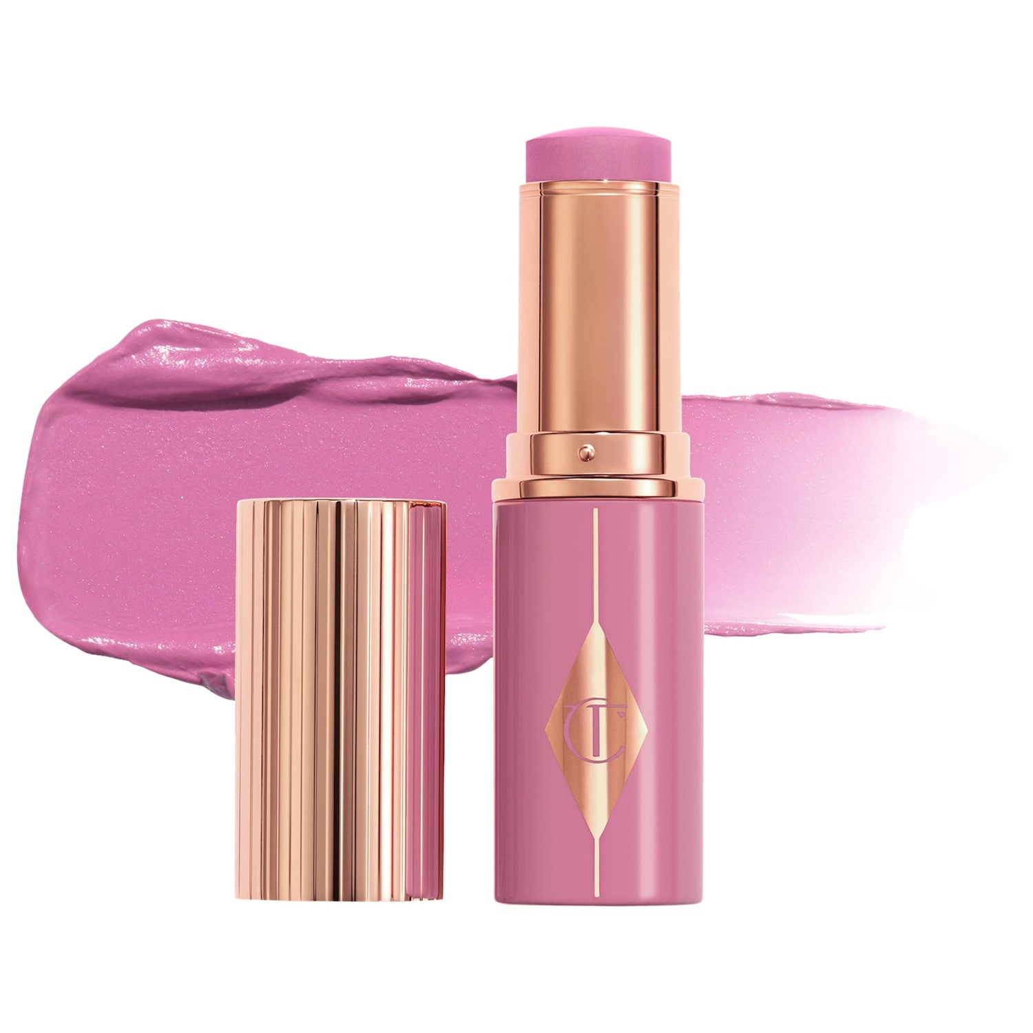 Charlotte Tilbury Unreal Lip + Cheek Glow Blush Stick with Hyaluronic Acid in Pretty Glow