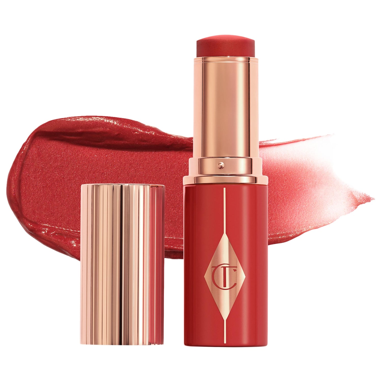 Charlotte Tilbury Unreal Lip + Cheek Glow Blush Stick with Hyaluronic Acid in Cherry Glow