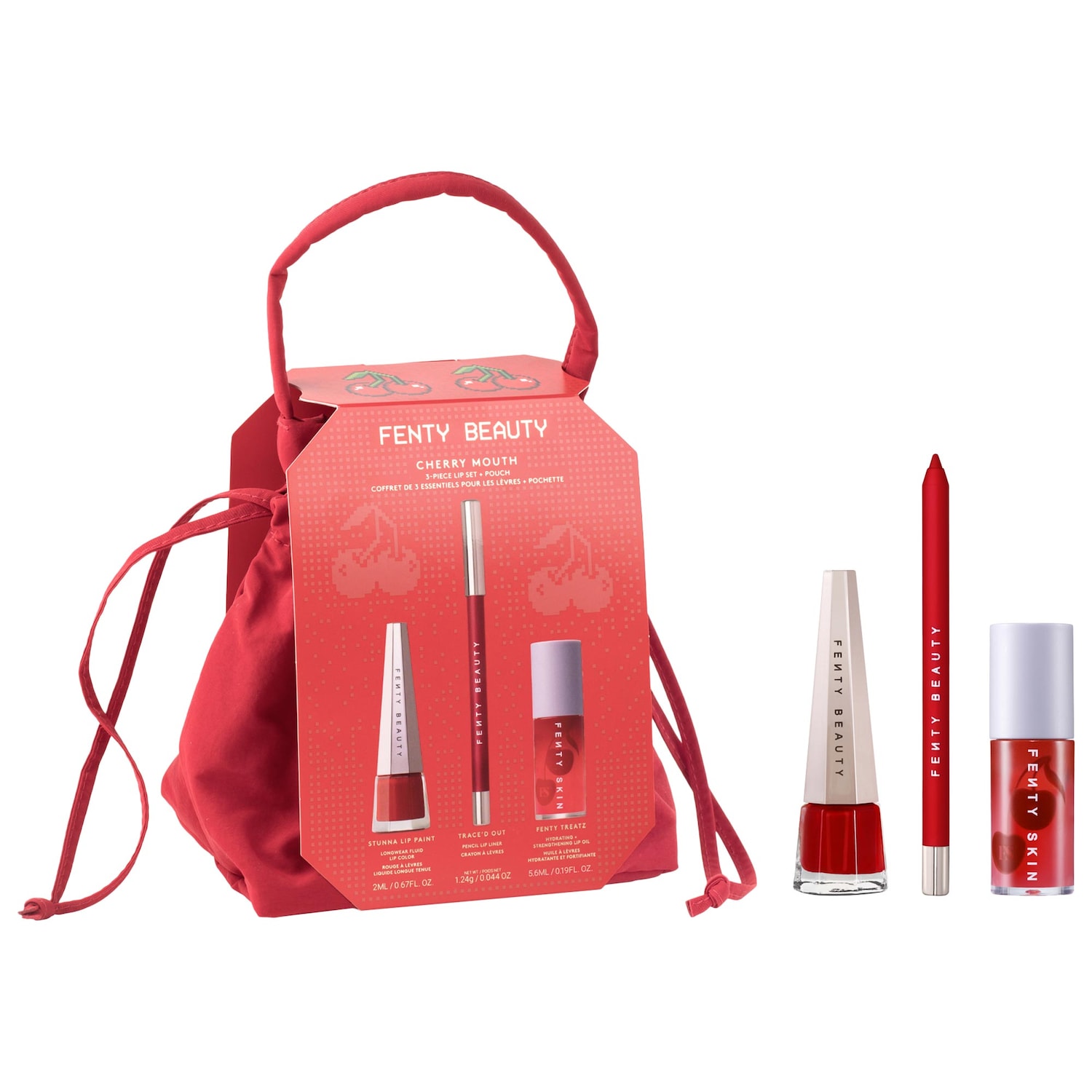Fenty Beauty by Rihanna Набор для губ из 3 предметов с косметичкой Fenty Beauty Cherry Mouth — фото 1