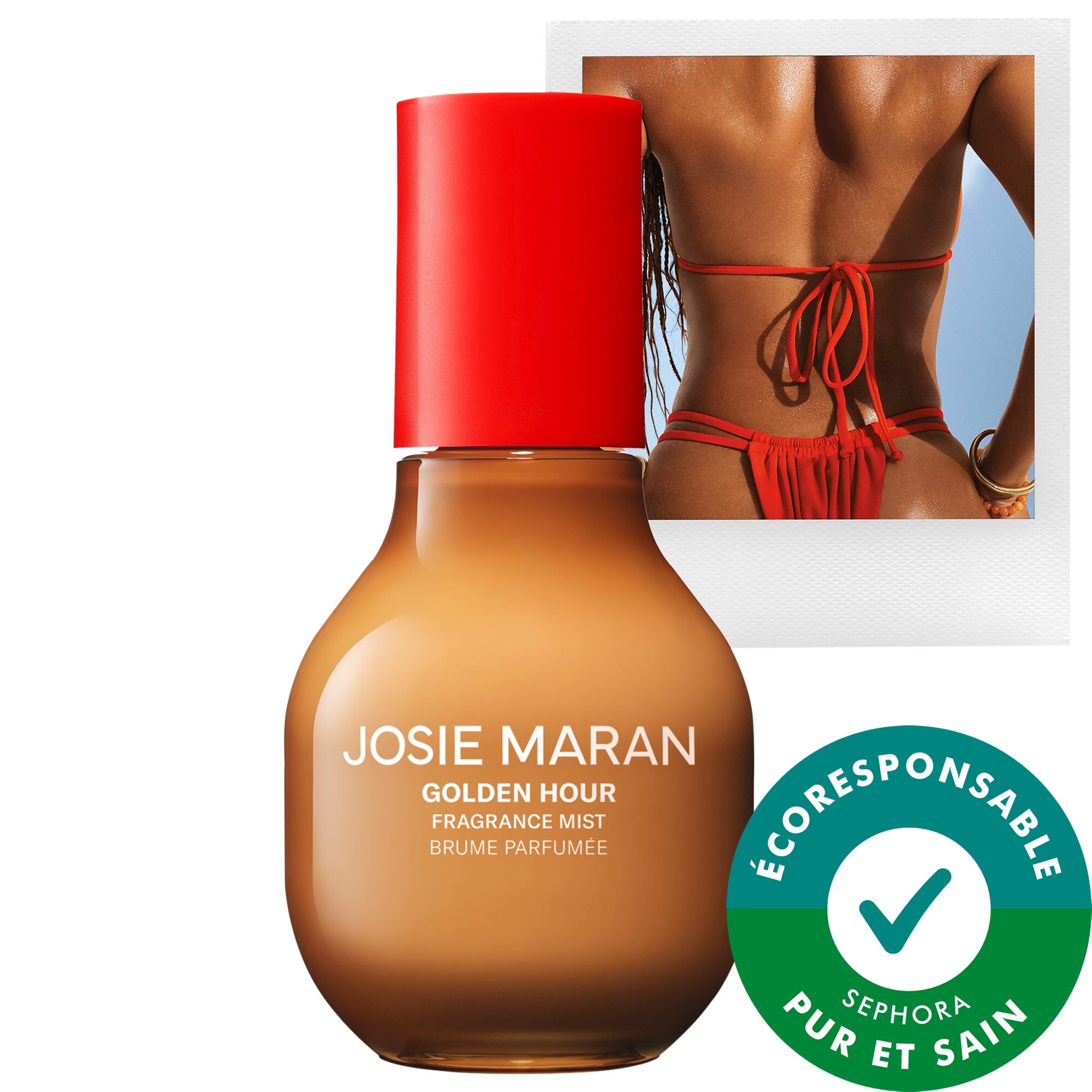 JOSIE MARAN Brume parfumée pour le corps et les cheveux faits de parfums 100 % naturels Golden Hour 3.38 oz/100 mL
