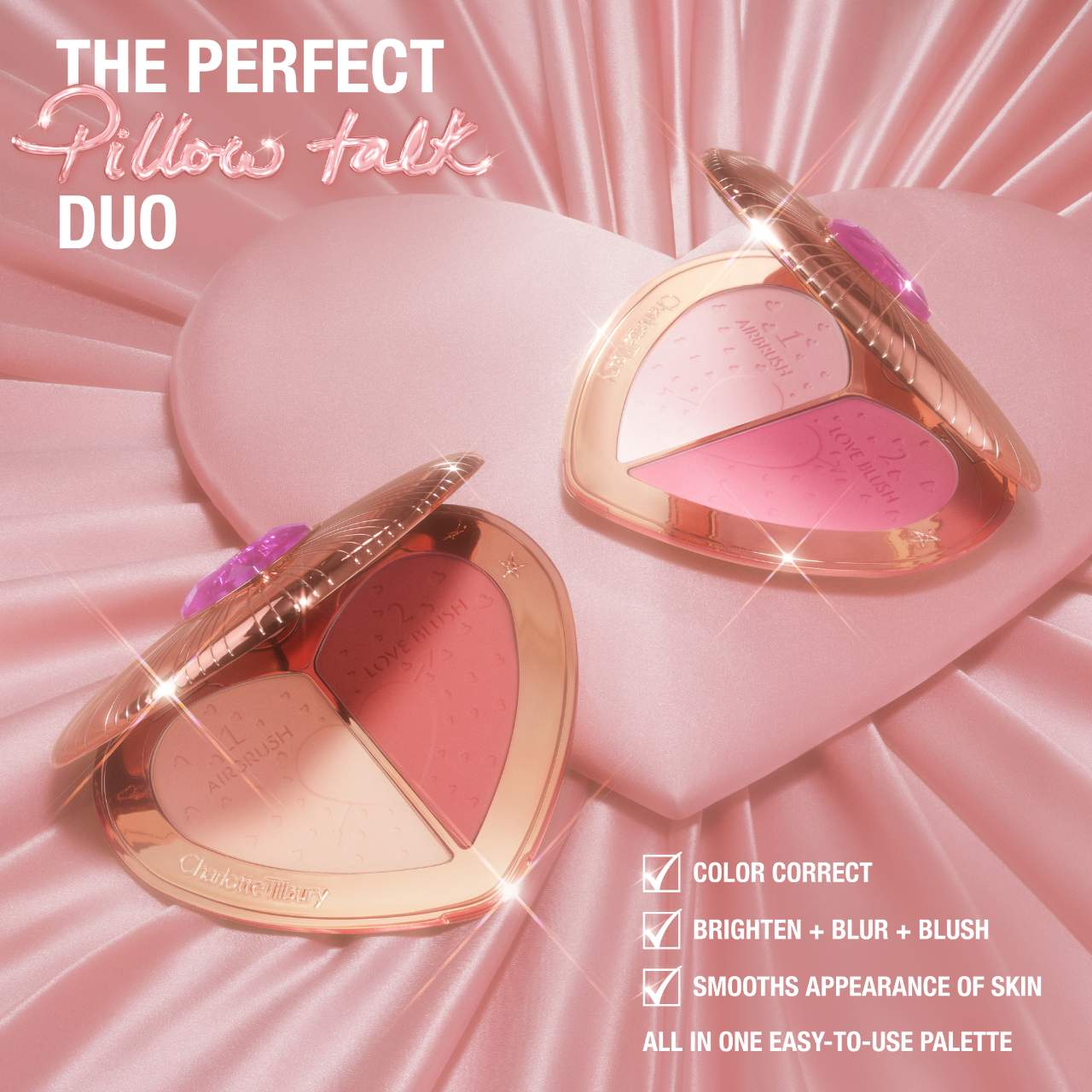 Палетка пудры и румян Charlotte Tilbury Pillow Talk Beauty Soulmates Airbrush, цвет: Розовый — фото 5
