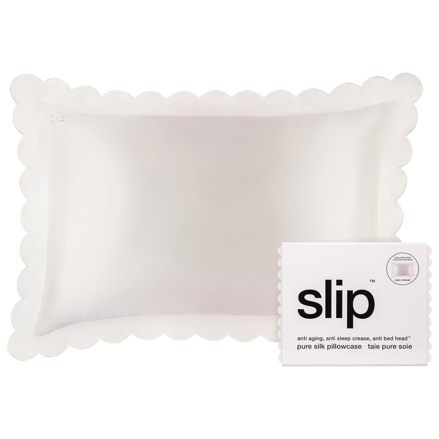 Шёлковая наволочка Slip Pure Silk Queen с фигурным краем — фото 1