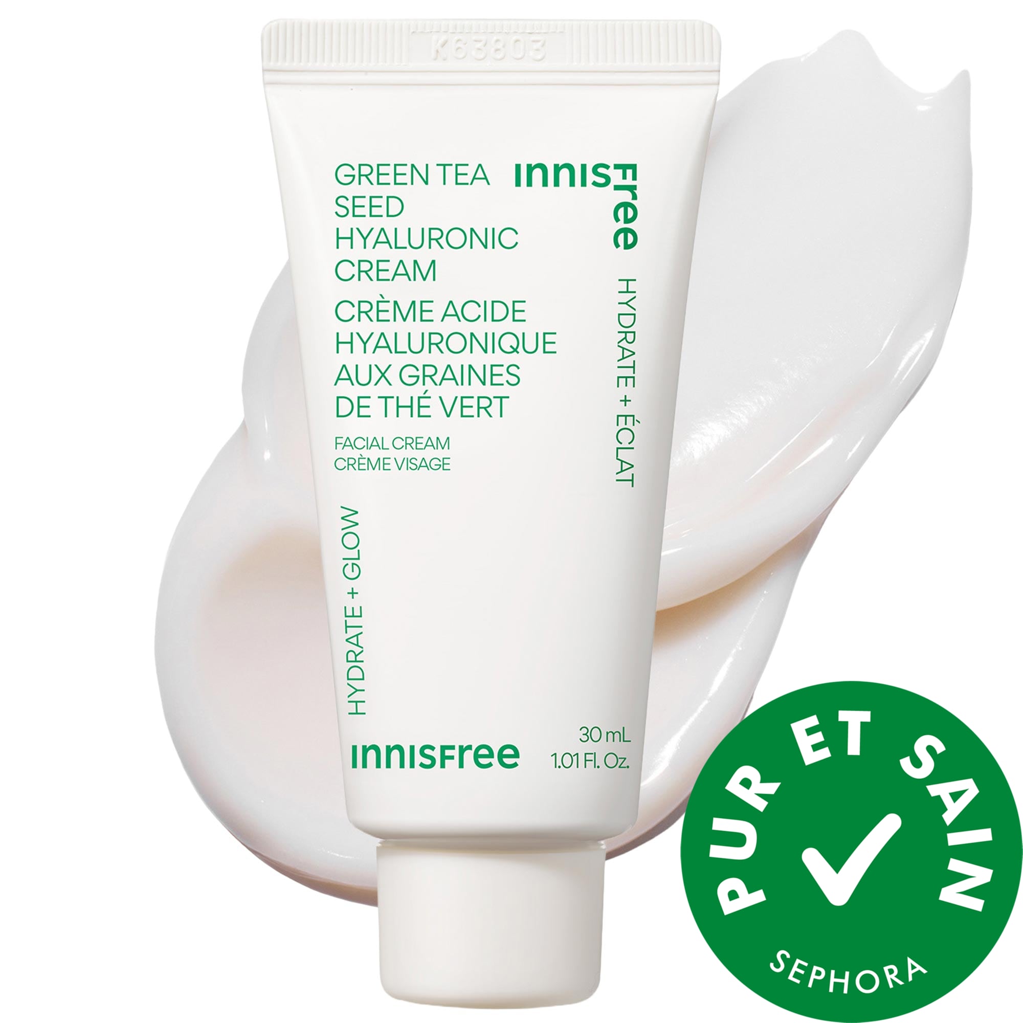 innisfree Minicrème hydratante au thé vert avec acide hyaluronique pour réparer la barrière cutanée 1.01 oz / 30 mL