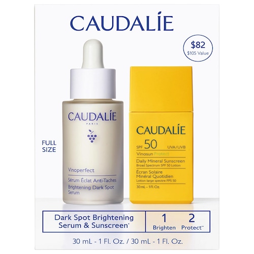 Набор Caudalie: осветляющая сыворотка от пигментных пятен и солнцезащитный крем SPF 50