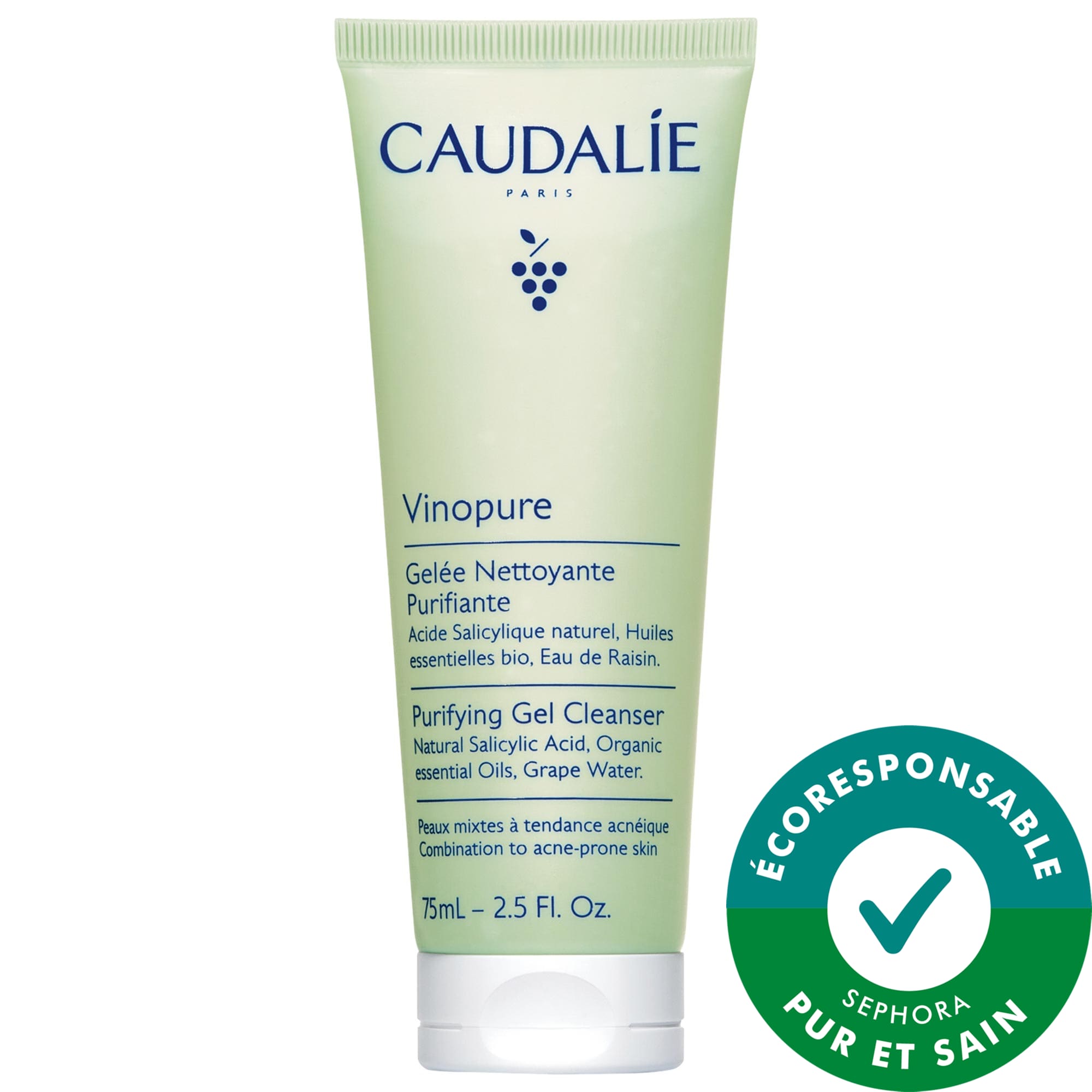 Caudalie Minigel nettoyant purifiant pour les pores Vinopure 2.5 oz/75 mL
