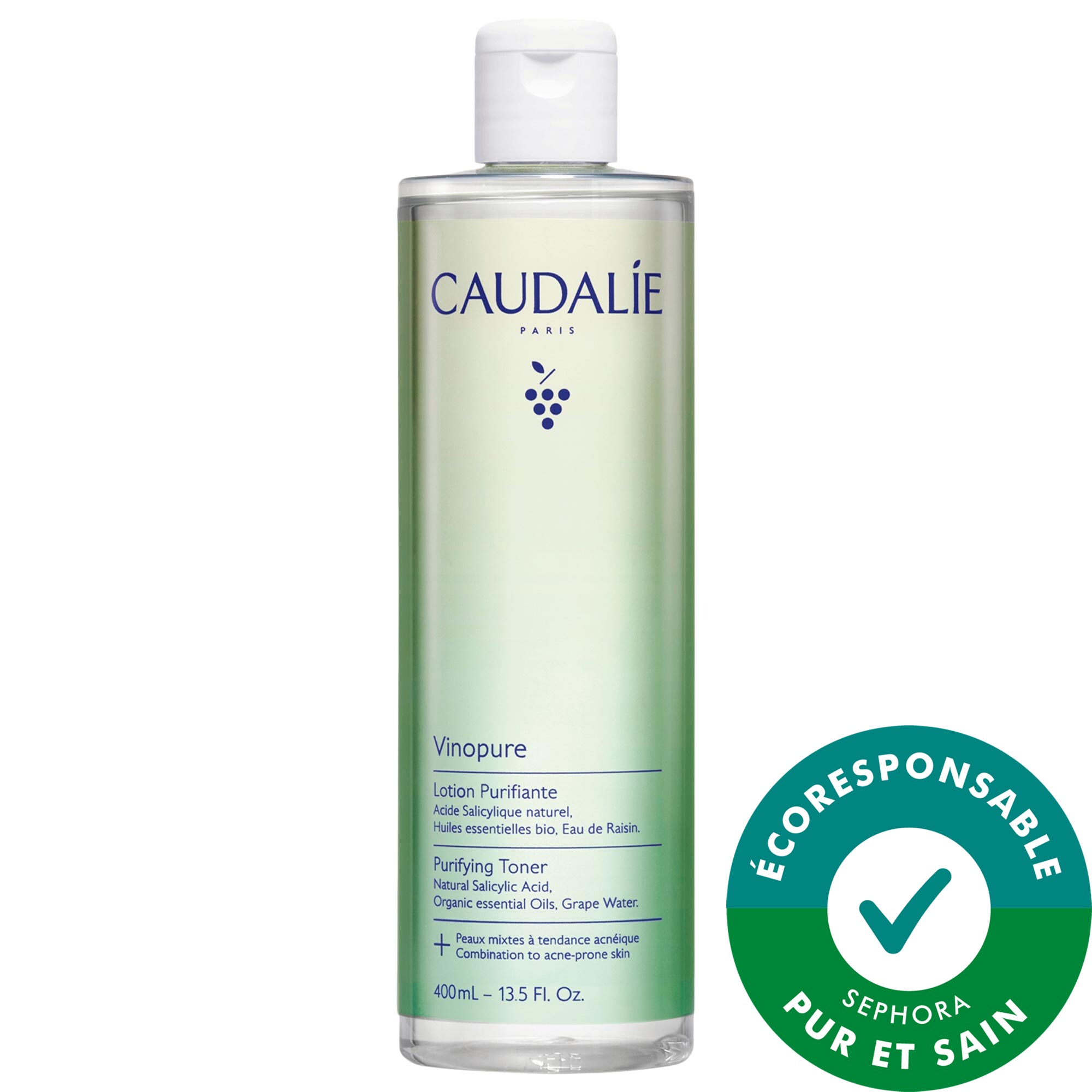 Caudalie Lotion tonique pour les pores Vinopure à l'acide salicylique, format géant 13.5/400