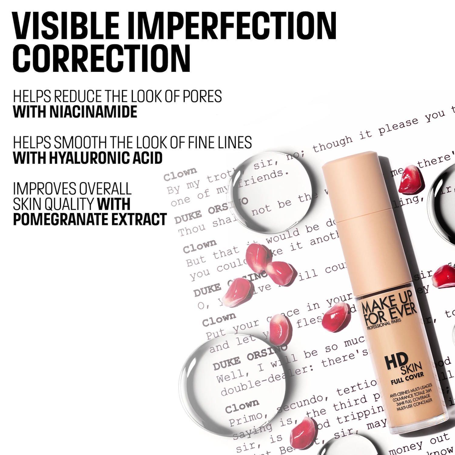 HD Skin Full Cover Multi-Use Waterproof Concealer with Niacinamide