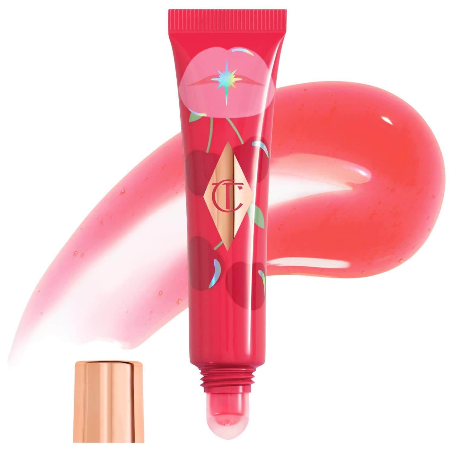 Charlotte Tilbury Unreal Lips Healthy Glow Nectar Nourishing Lip Oil with Hyaluronic Acid and Vitamin E in Juicylicious Cherry Glaze