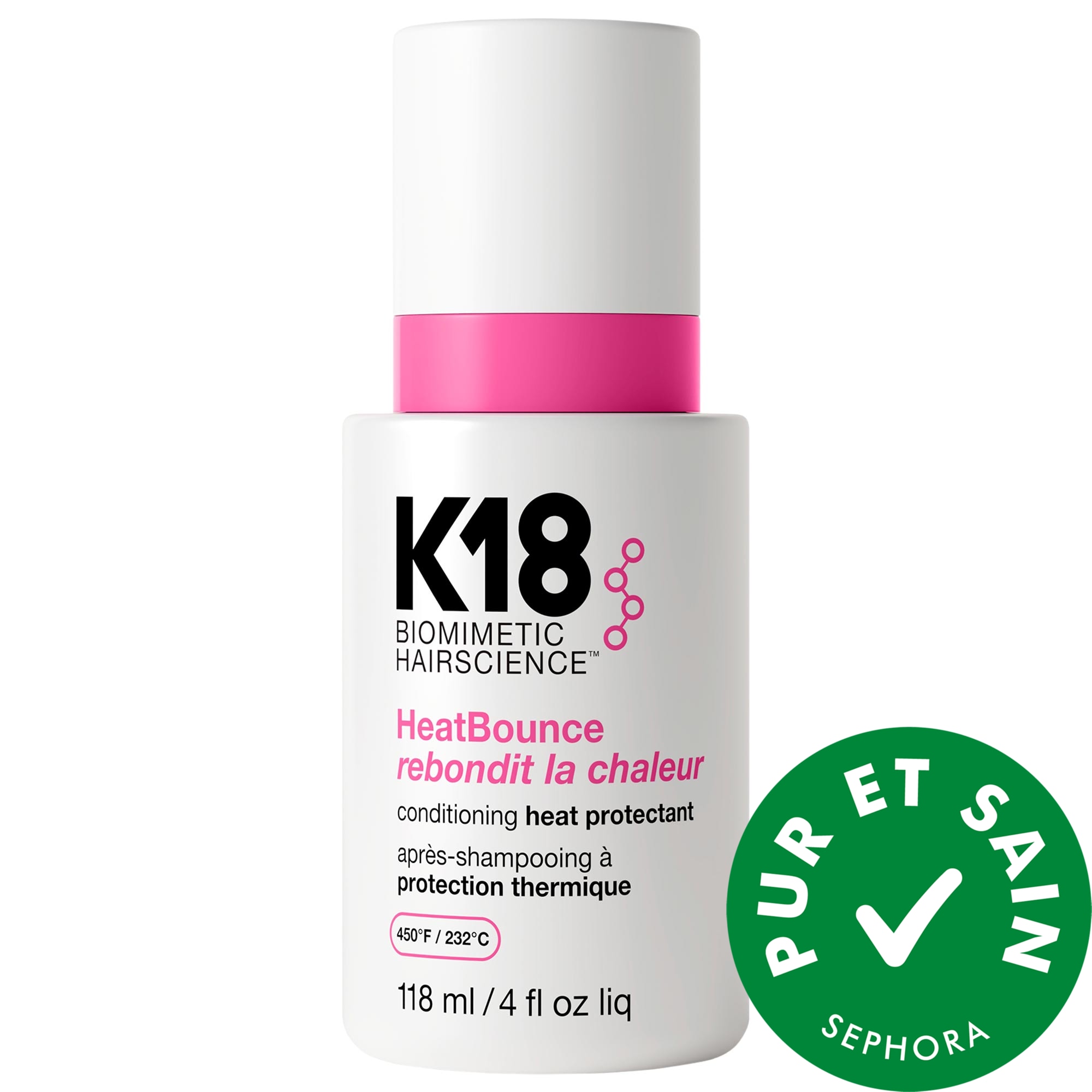 K18 Biomimetic Hairscience Soin revitalisant sans rinçage et thermoprotecteur HeatBounce™ 4oz/118ml