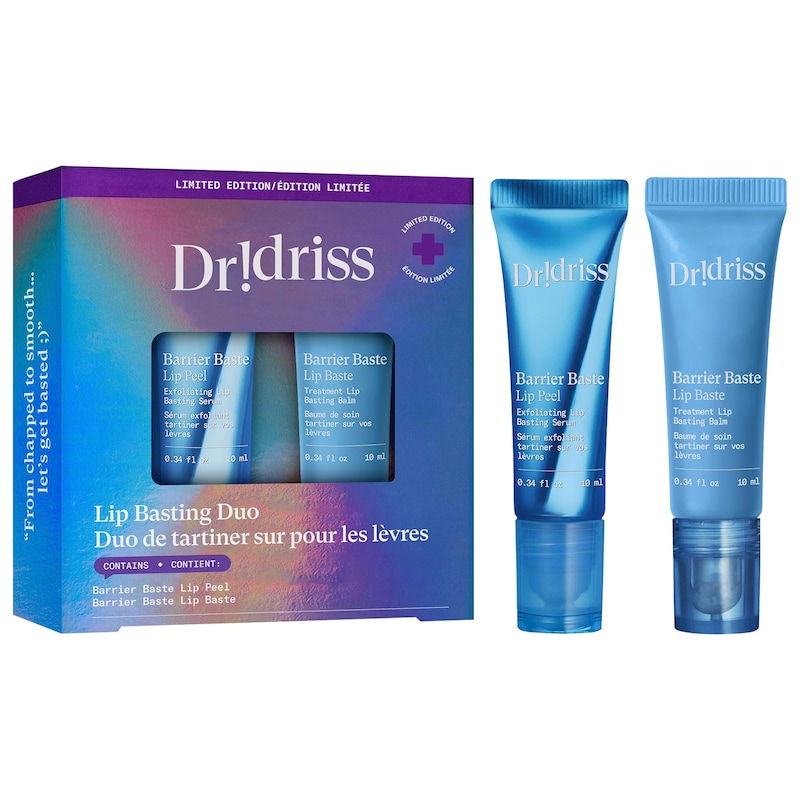 Barrier Baste Lip Basting Duo Exfoliating AHA Lip Treatment + Moisturizing Lip Balm Skincare Gift Set